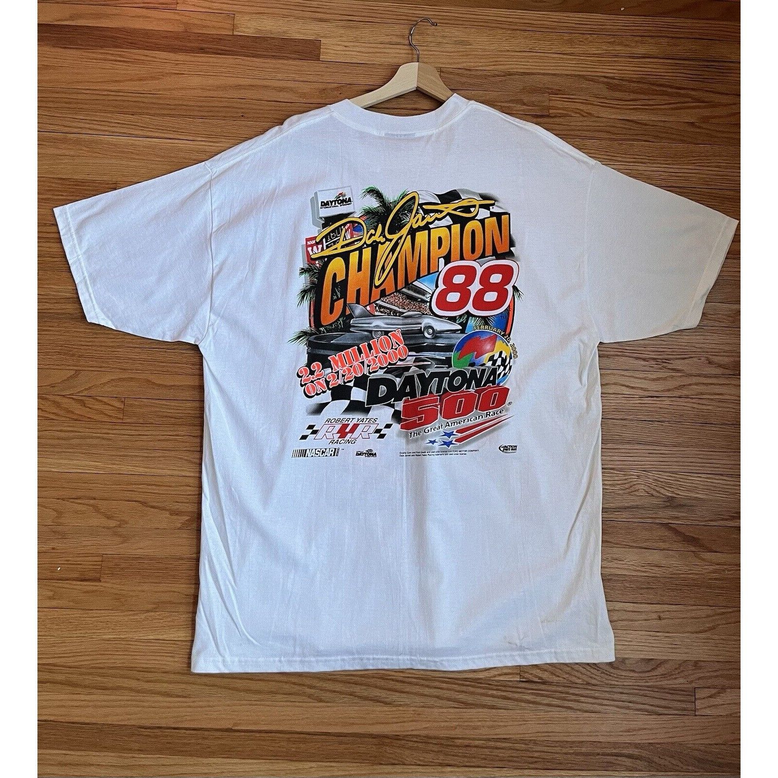 NASCAR VINTAGE DAYTONA 500 NASCAR YATES JARRET TEE SIZE XL 90S Y2K Size US XL / EU 56 / 4 - 4 Thumbnail