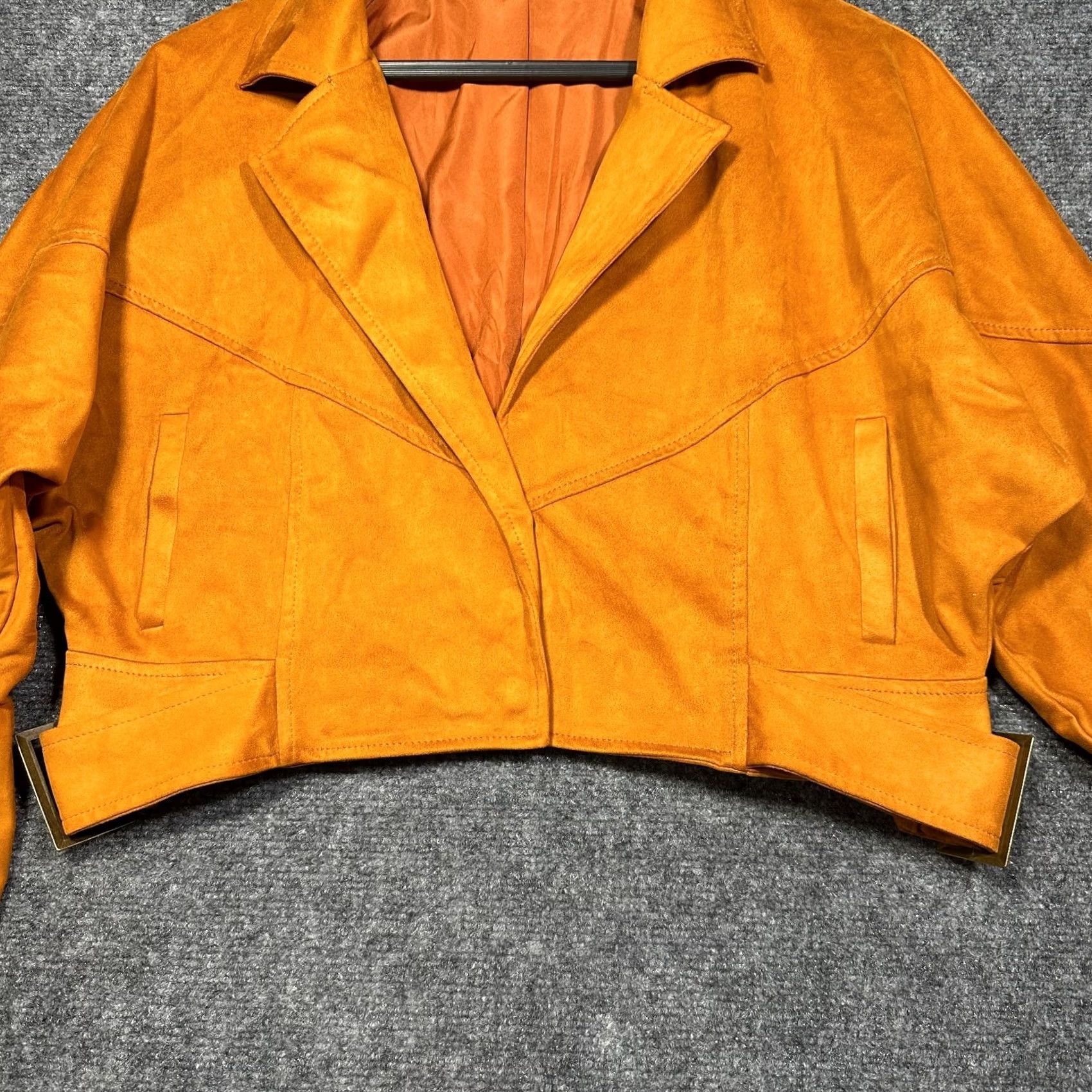 Vintage Tularosa Jacket Womens S Rust Orange Crop Faux Suede Snaps Belted Pockets Size S / US 4 / IT 40 - 2 Thumbnail