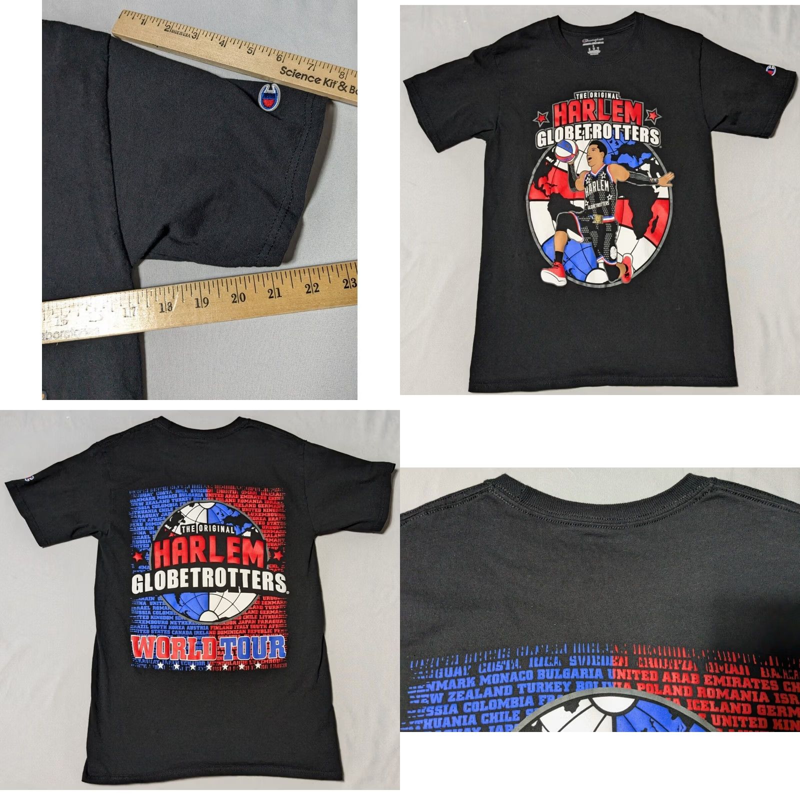 Champion Champion Harlem Globetrotters World Tour Double-Sided Men Small Black T-Shirt Size US S / EU 44-46 / 1 - 9 Thumbnail