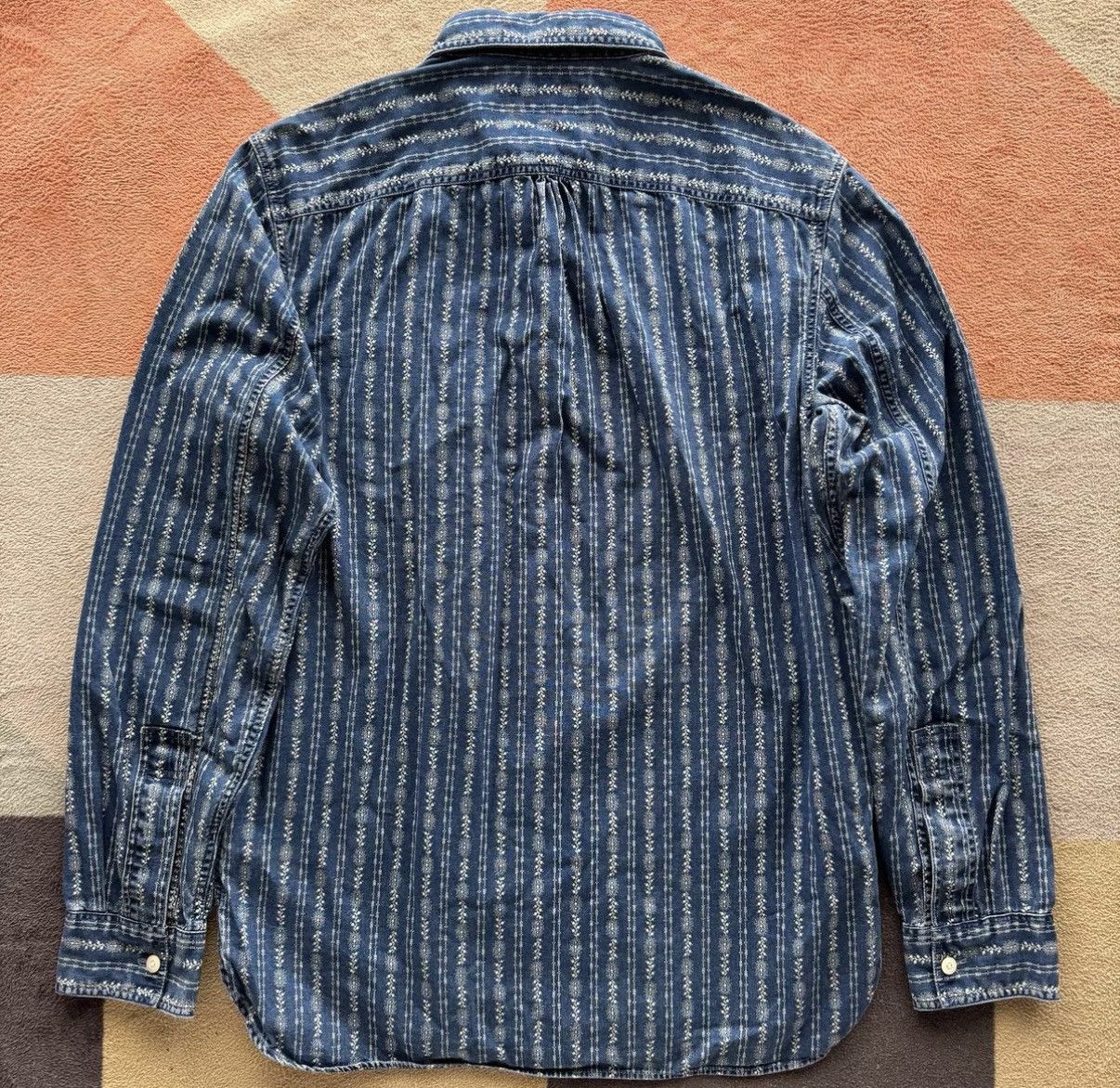 RRL Ralph Lauren RRL Ralph Lauren Double RL Indigo Snow Stripe Shirt K22 Size US S / EU 44-46 / 1 - 6 Thumbnail