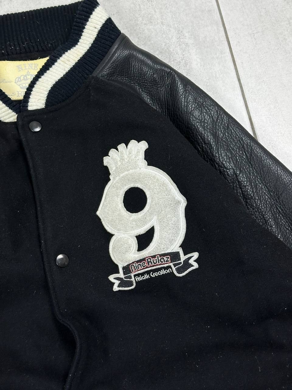 Japanese Brand Nine Rulaz Black Japan Dragon Leather Sleeve Varsity Jacket Size US XXL / EU 58 / 5 - 12 Thumbnail