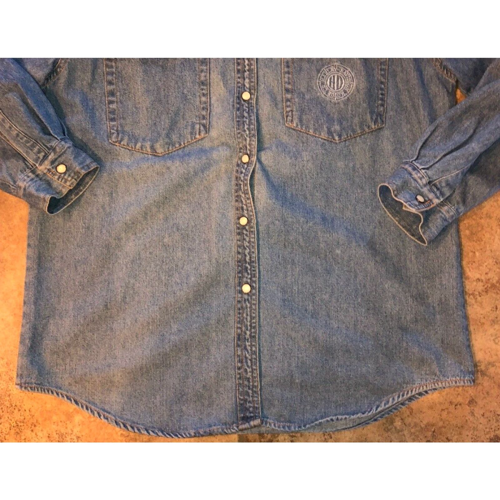 Harley Davidson VINTAGE Harley Davidson Women's Casual Shirt Cotton Blue Size M Snap Button Front Size M / US 6-8 / IT 42-44 - 3 Thumbnail
