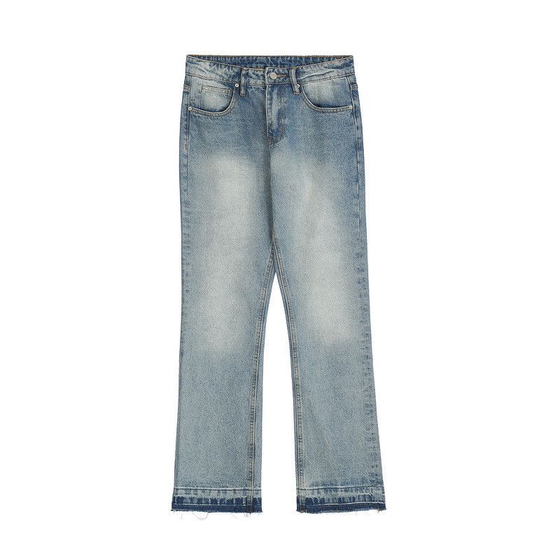 Jean High street men's washed wide-leg flared patchwork jeans Size US 32 / EU 48 - 1 Thumbnail