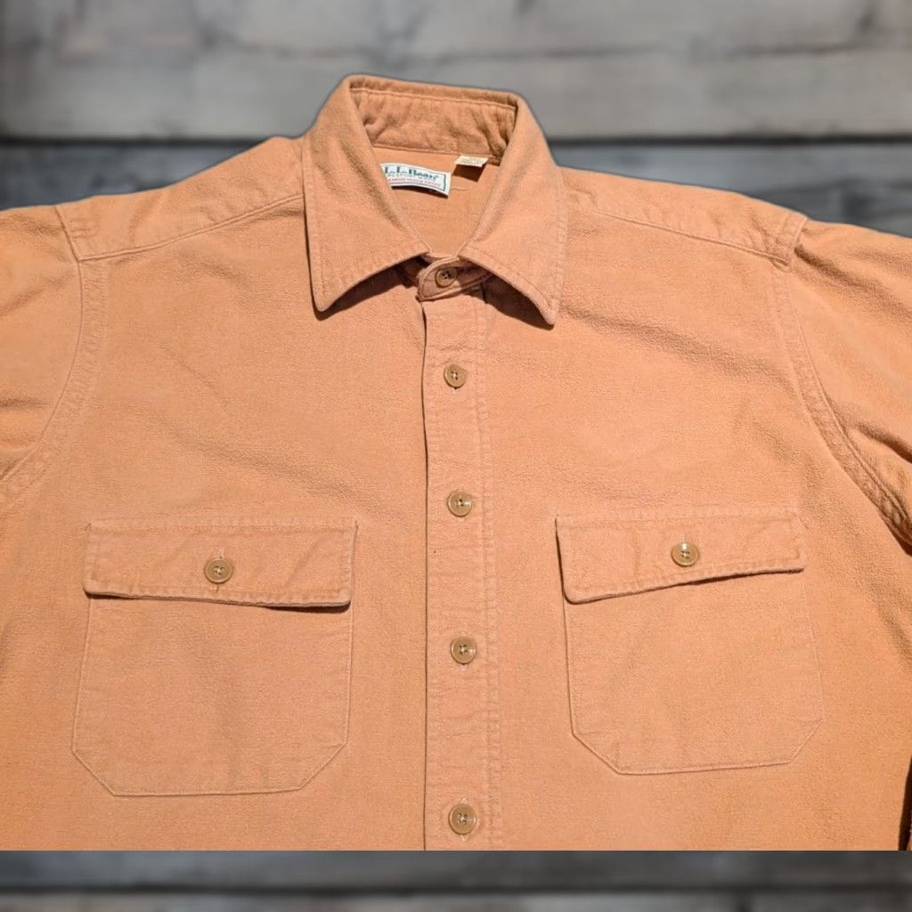 Vintage VINTAGE LL Bean Button-Up Shirt Mens Peach Chamois Cloth USA Made 16.5 L Tall Long Sleeve Solid Orange Size US L / EU 52-54 / 3 - 1 Thumbnail
