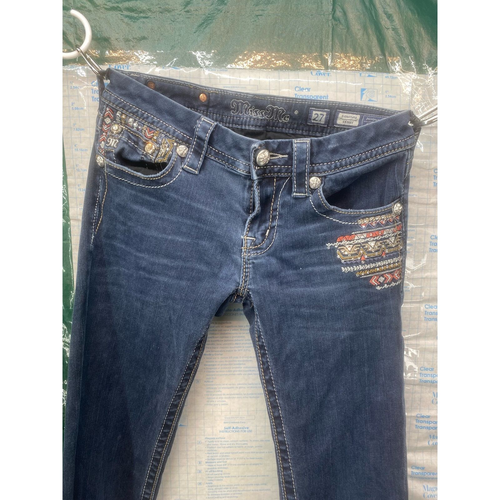 Miss Me Miss Me Jean Size 27 Denim Embellished Fleur Low Rise Skinny Size 27" / US 4 / IT 40 - 3 Thumbnail