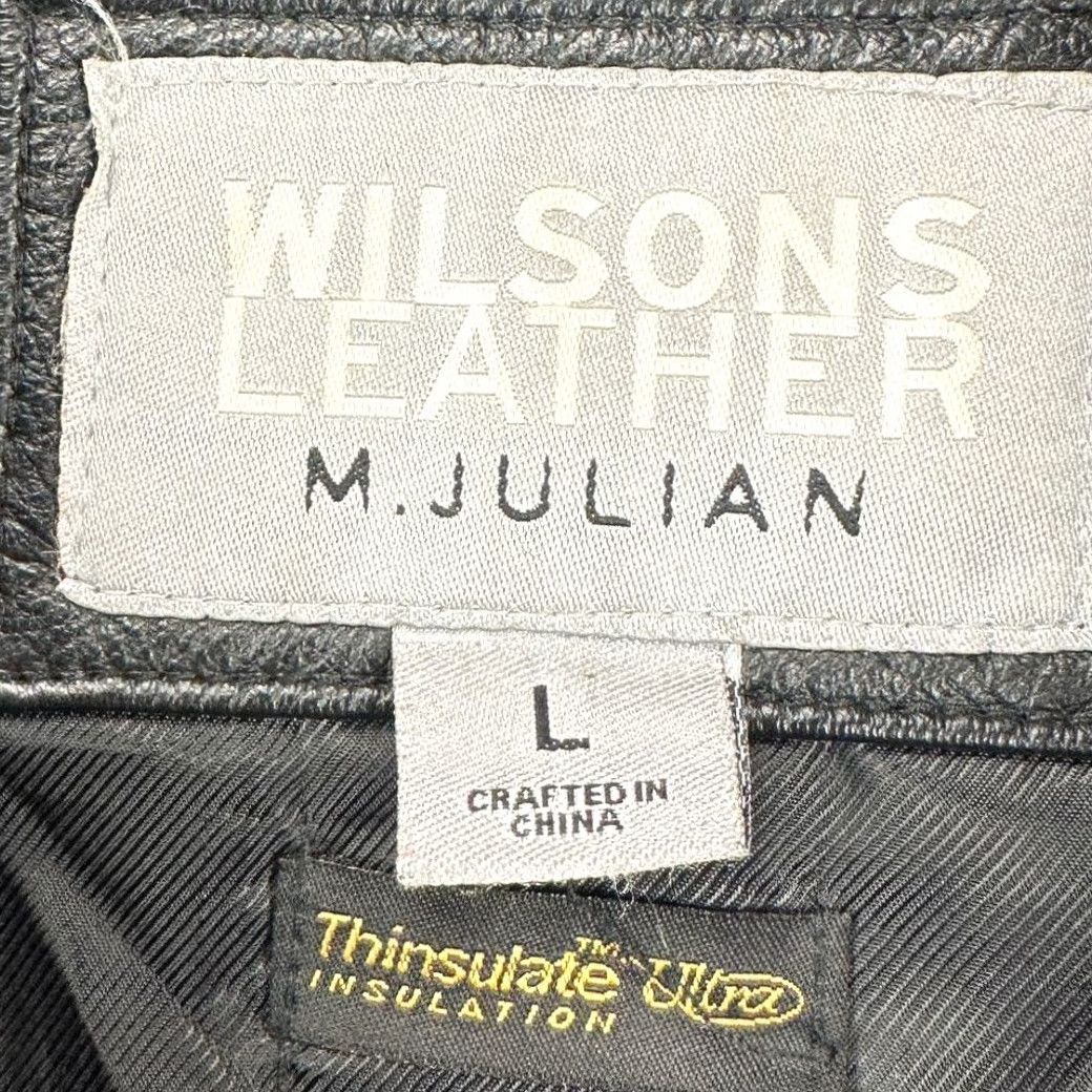 Vintage VINTAGE? No. Wilsons Leather M. Julian Moto Jacket Adult Large Black Thinsulate Button Up Men Size US L / EU 52-54 / 3 - 5 Thumbnail