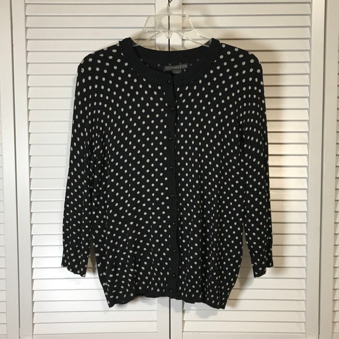 Covington Covington Pok-a-dot Black High Neck Long Sleeve Cardigan L Size L / US 10 / IT 46 - 1 Thumbnail