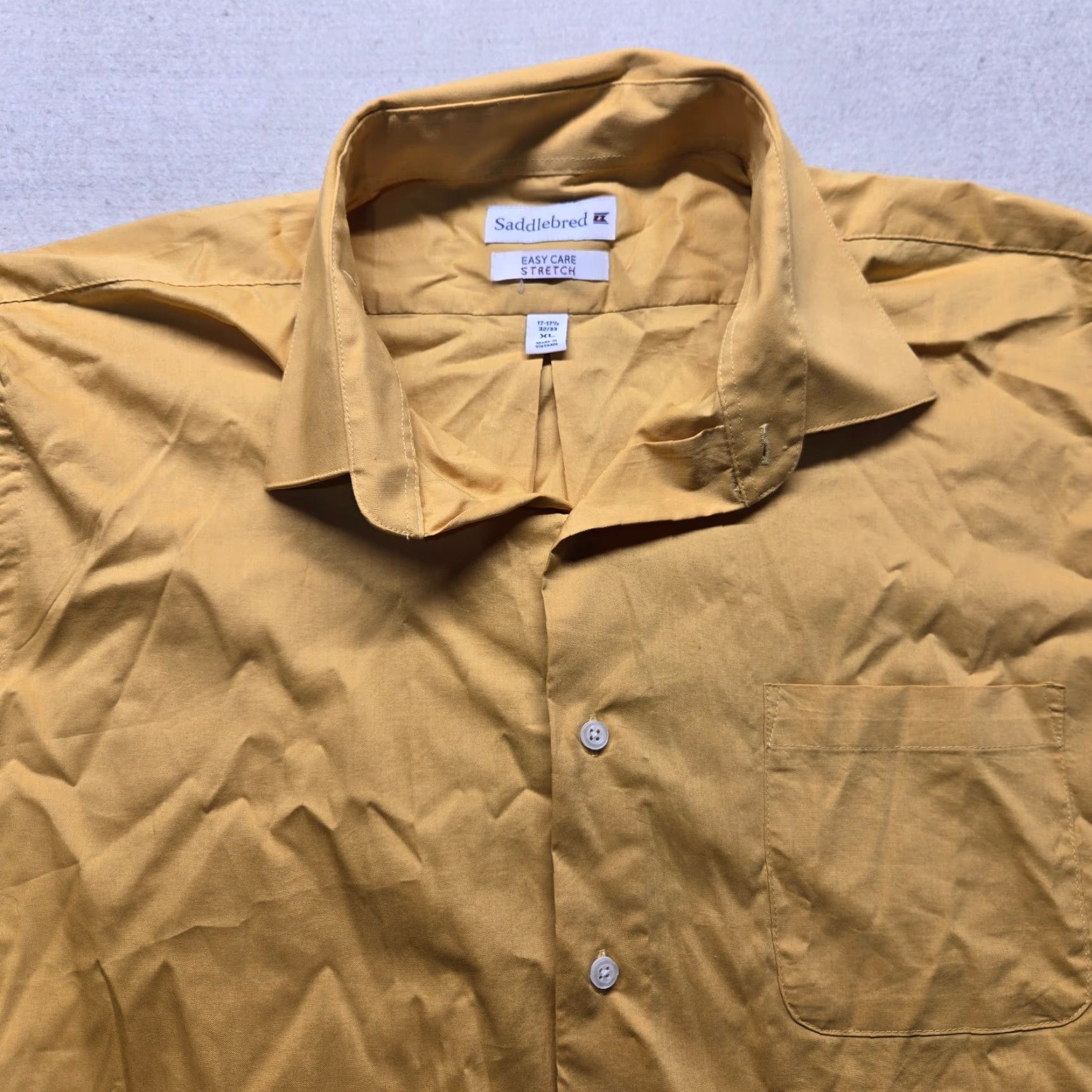 Vintage SADDLEBRED Solid Yellow Button Up Shirt Mens XL 17 Long Sleeve Casual Easy Care Cotton Button-Down 65% Cotton 35% Polyester Size US XL / EU 56 / 4 - 2 Thumbnail