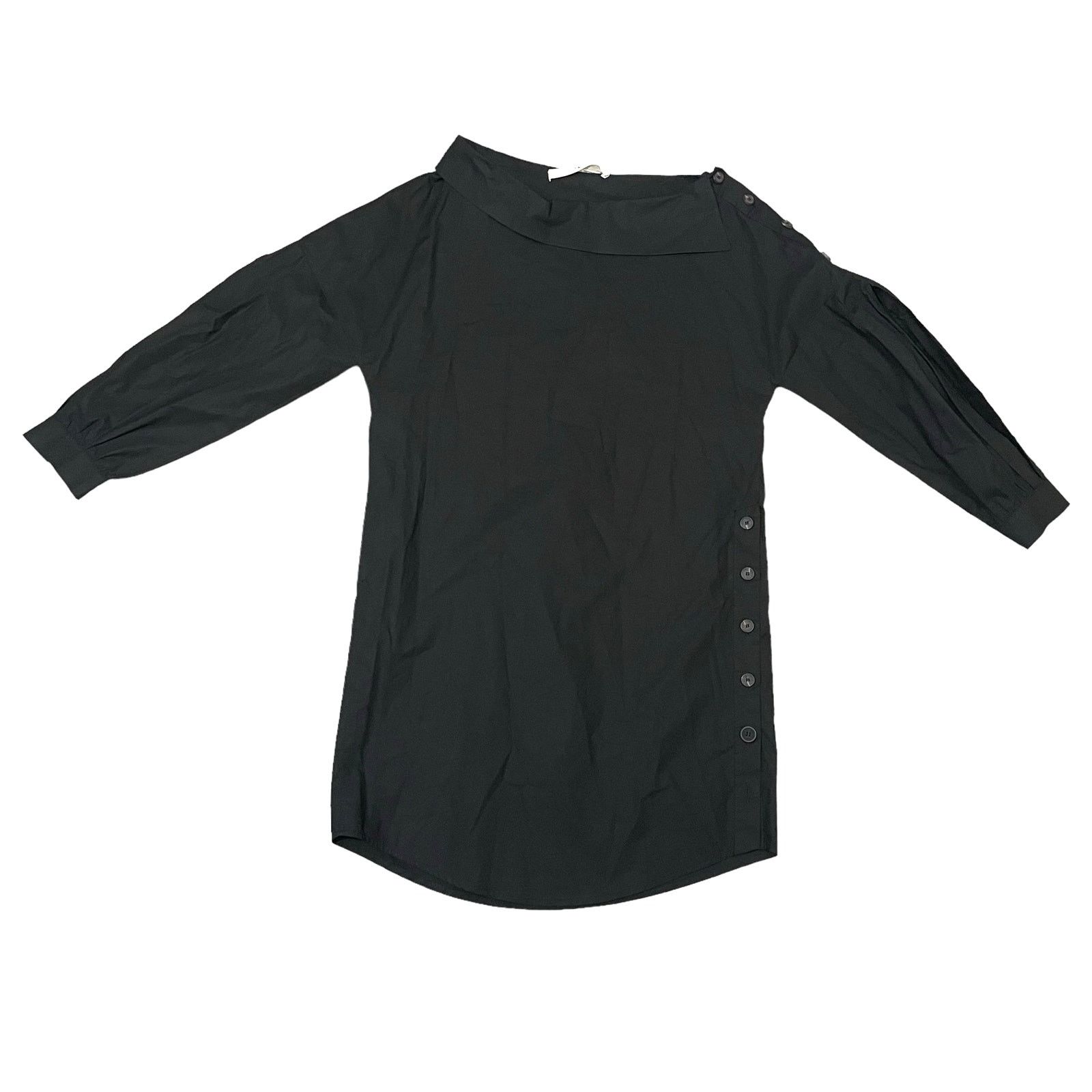 Other TELA Dress Split Sleeve Button Accents Black Minimalist XS Size XS / US 0-2 / IT 36-38 - 1 Thumbnail