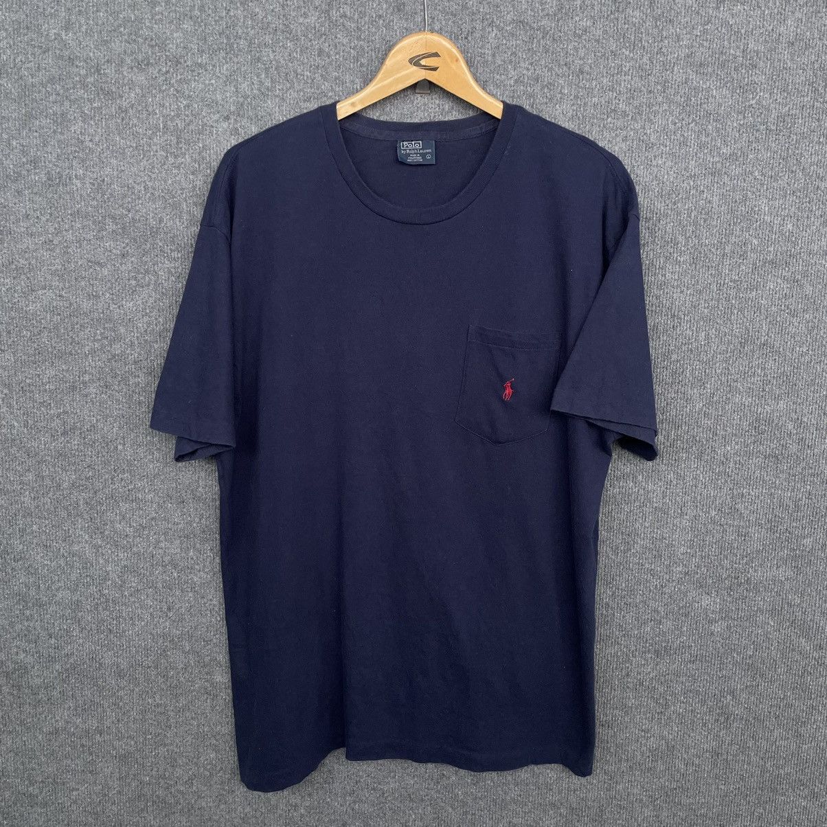 Polo Ralph Lauren × Ralph Lauren × Vintage 90s Polo RL Single Pocket Embroidery Small Pony T Shirt Size US XL / EU 56 / 4 - 1 Thumbnail