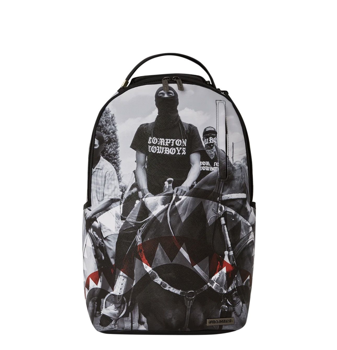image of Sprayground Compton Cowboy Ride Along Backpack in Black Gray, Men's
