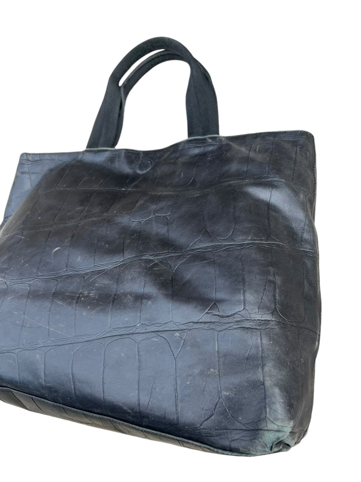 Leather Vintage PLINIO Visona Scratches Patina Croc Leather Tote Bag Size ONE SIZE - 9 Thumbnail