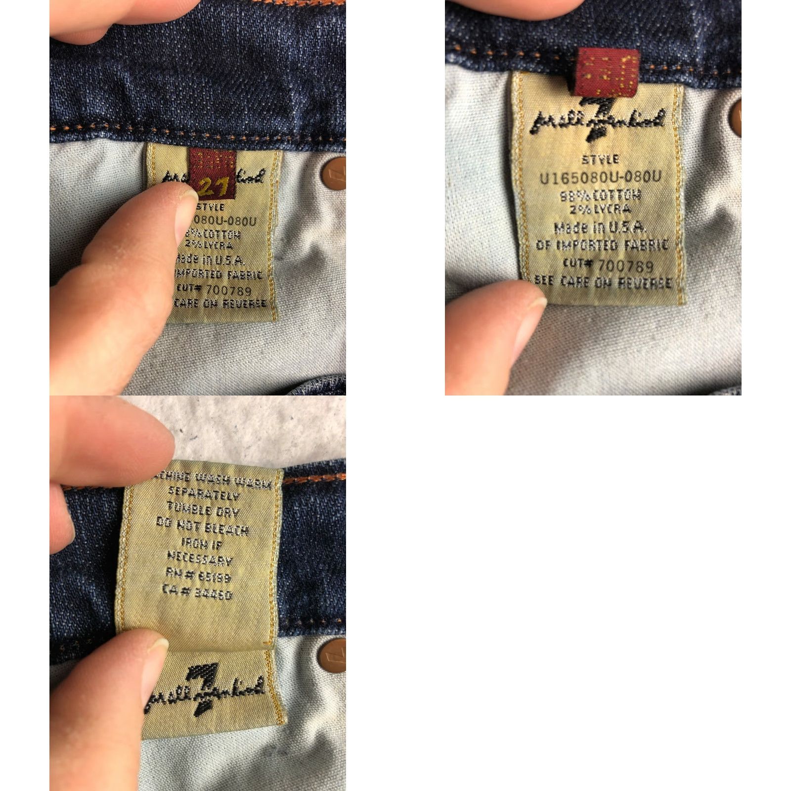 7 For All Mankind 7 For All Mankind Juniors Size 27 Low Rise Straight Leg Blue Denim Jeans Size 27" / US 4 / IT 40 - 8 Thumbnail