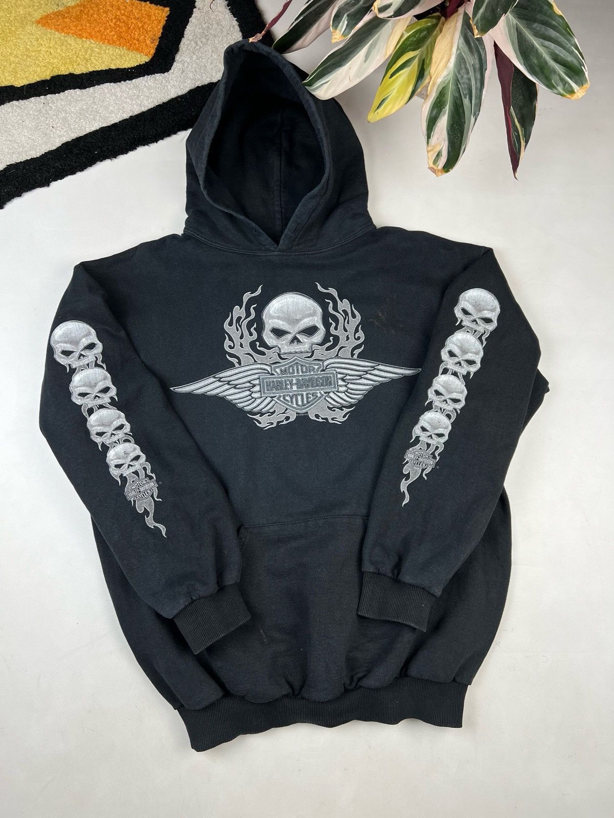 Harley Davidson Crazy Vintage Y2K Harley Davidson Hoodie Skulls Essential Size US M / EU 48-50 / 2 - 1 Thumbnail