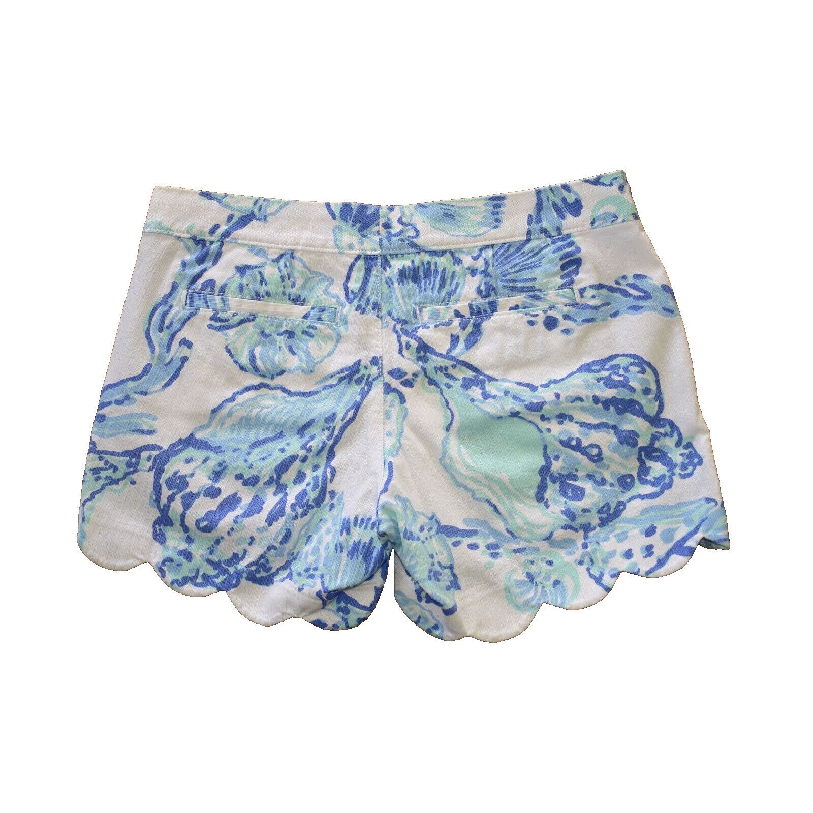 Lilly Pulitzer LILLY PULITZER Blue White Cotton Scallop Buttercup Shorts 00 Size 24" / US 00 / IT 34 - 2 Thumbnail