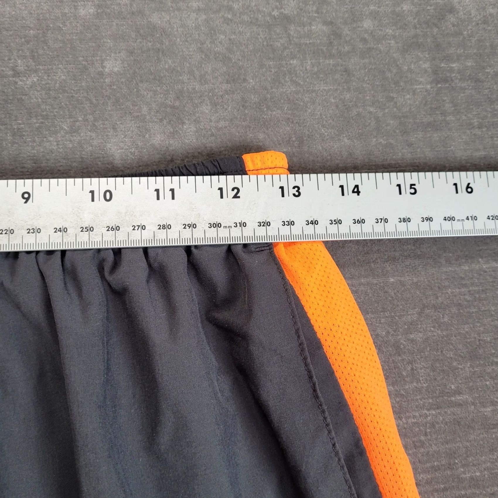 Nike Nike Mens L Running Shorts Athletic Drifit Gym Drawstring Orange Stripe Size US 33 - 7 Thumbnail