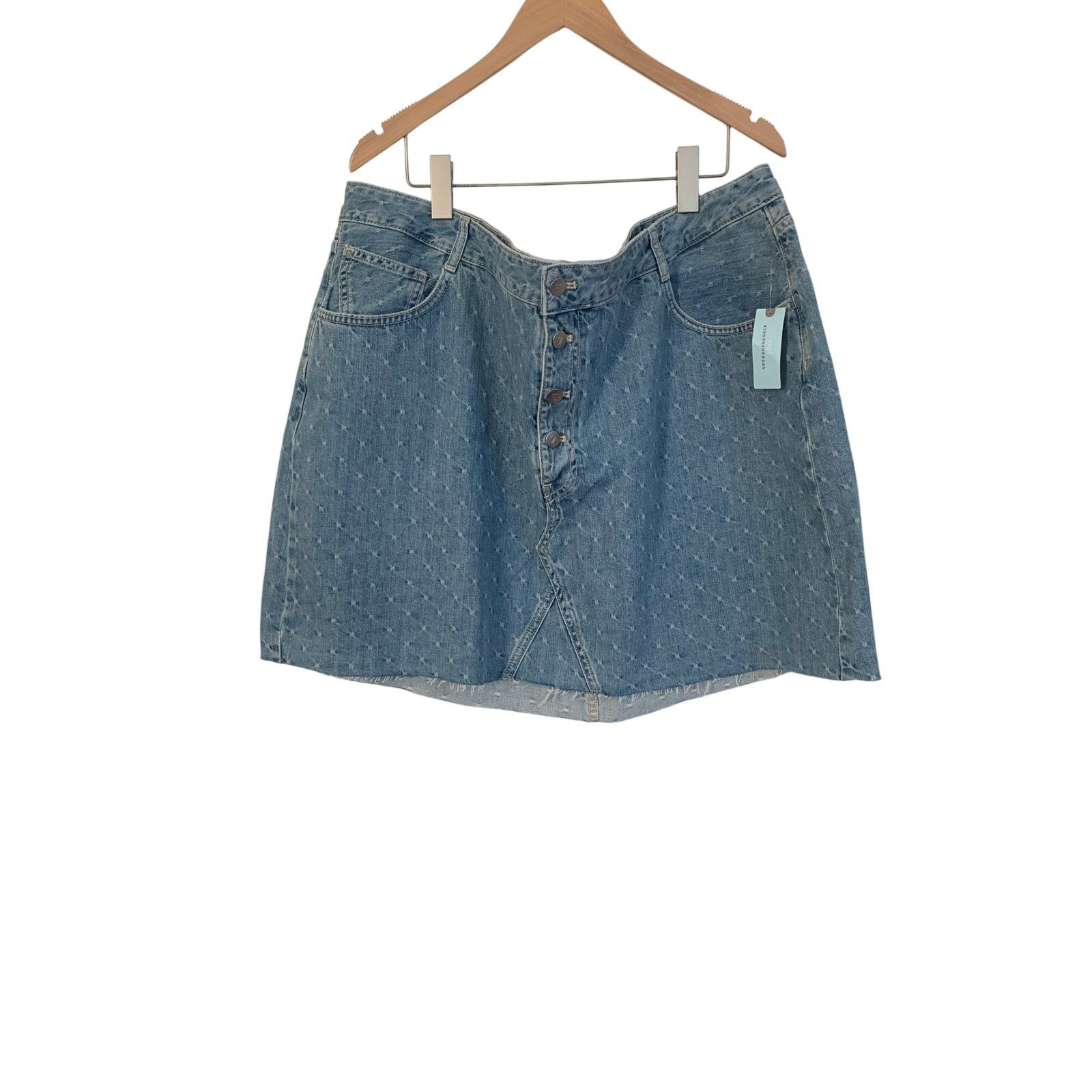 Anthropologie NWT Anthropologie Pilcro Jacquard Denim Mini Skirt Size 42" / US 20 - 5 Thumbnail