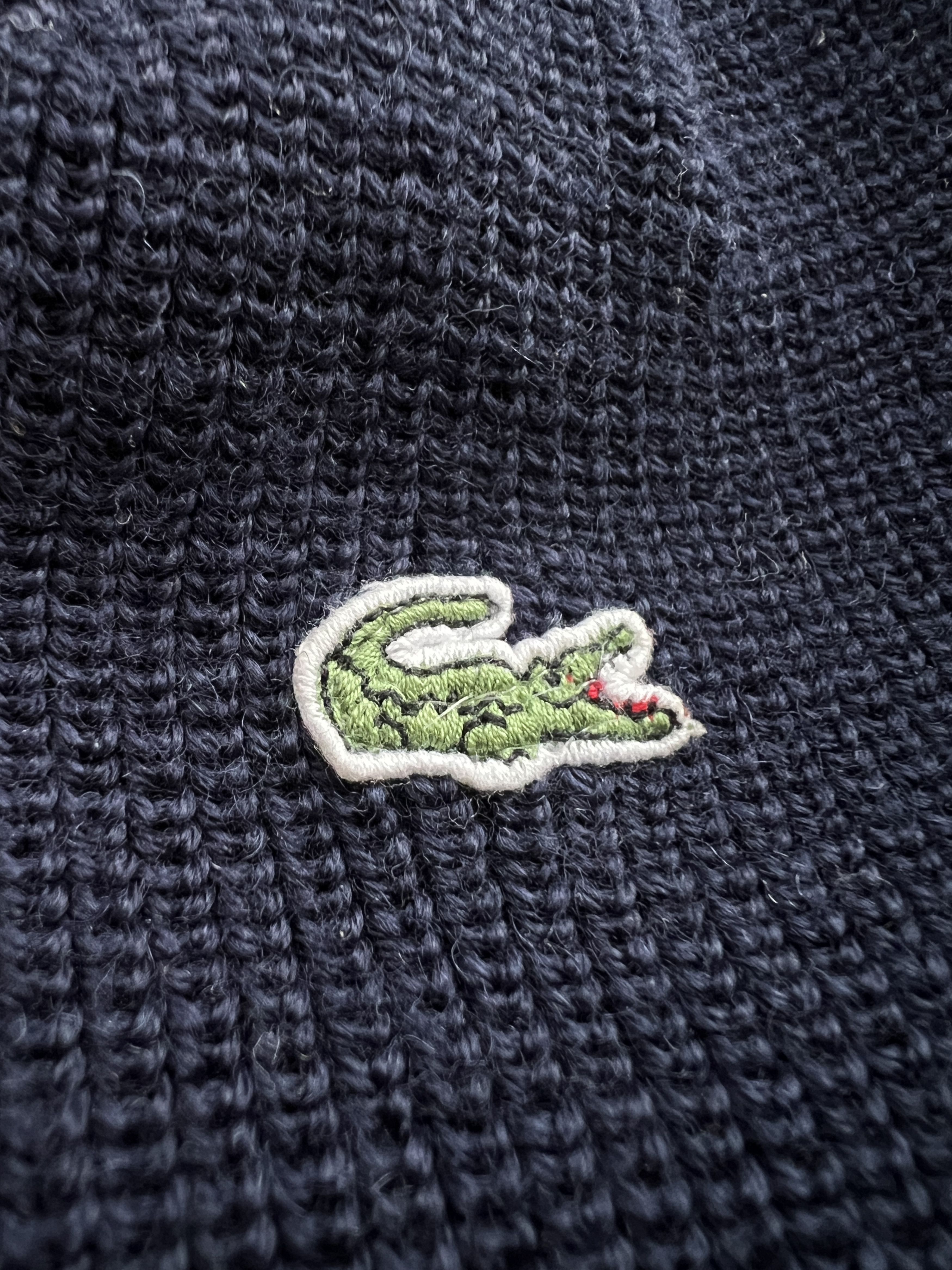Vintage 90s Lacoste Beanie Hat Wool Navy