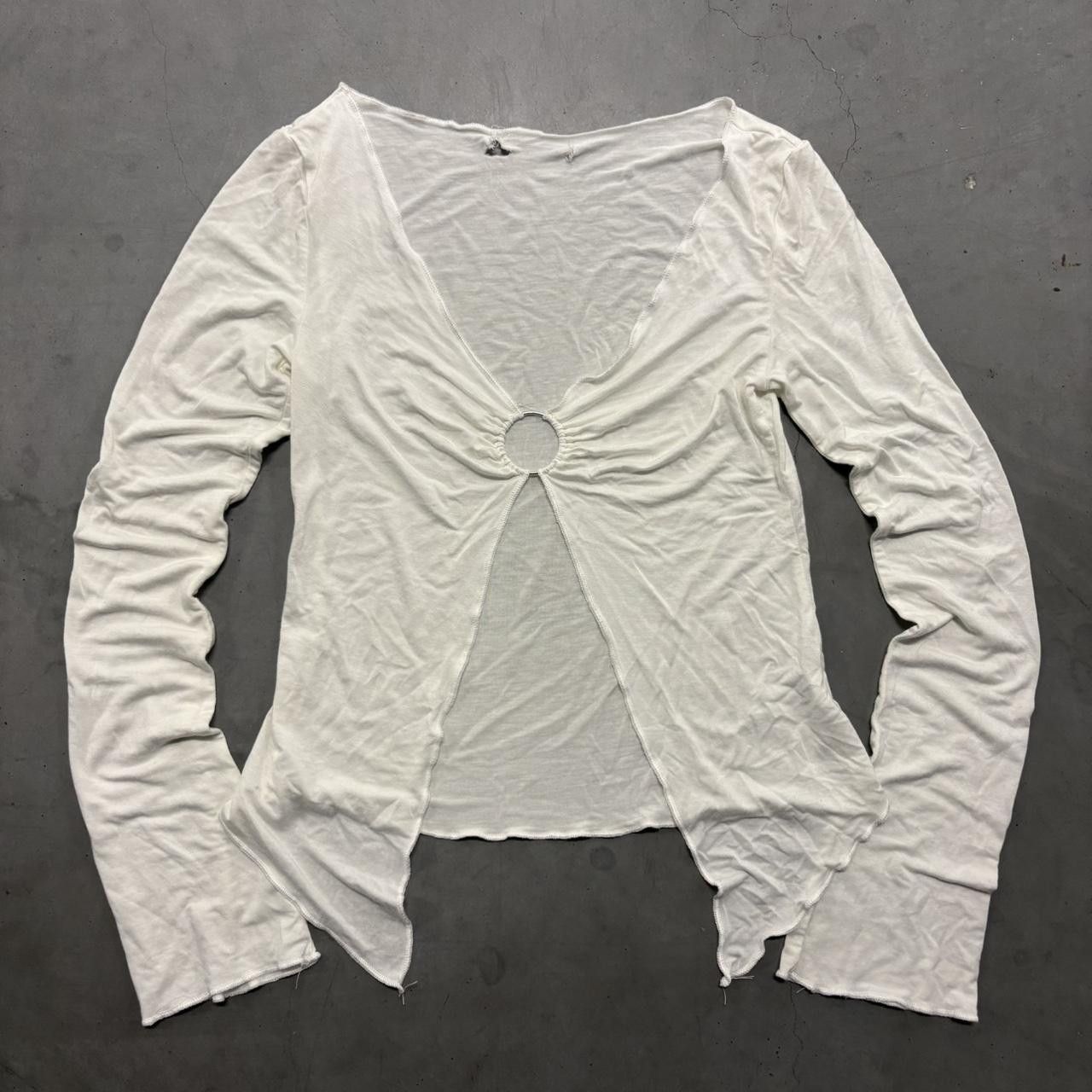 Vintage Crazy Vintage Y2K/2000s White Long Sleeve Cardigan Blouse! Size S / US 4 / IT 40 - 1 Thumbnail