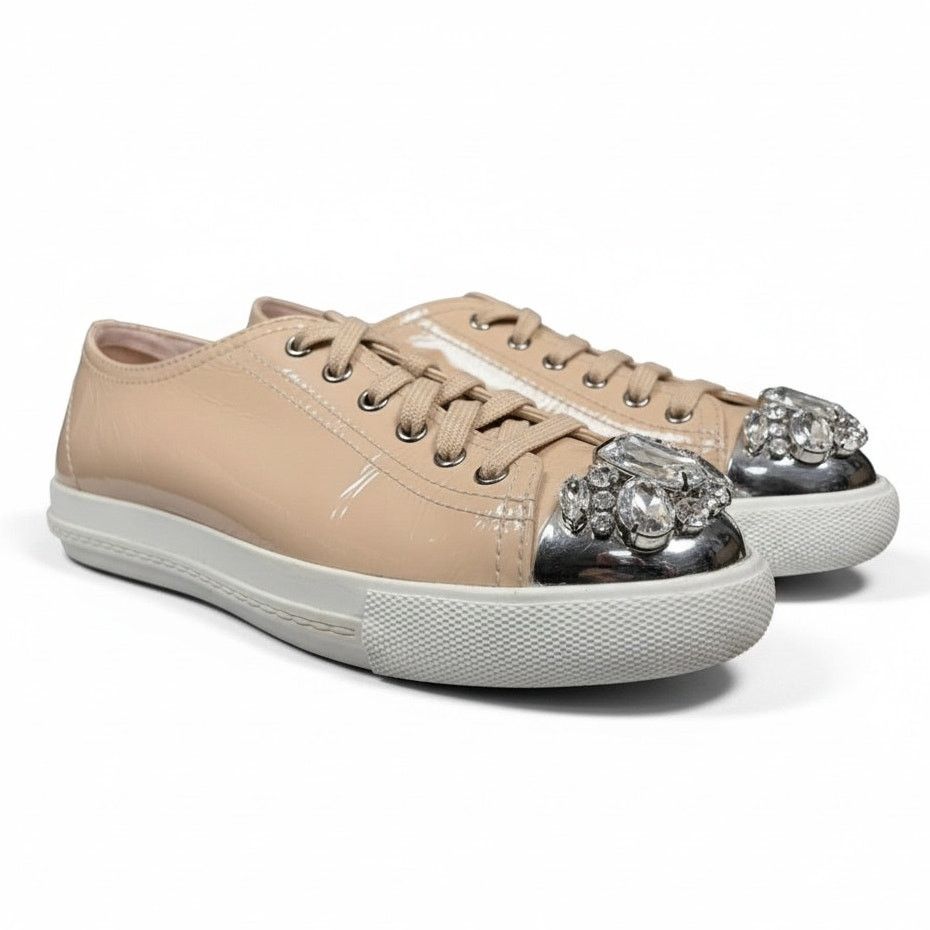 Miu Miu Miu Miu Size 38 Crystal Embellished Patent Leather Shoes Size US 7.5 / IT 37.5 - 1 Thumbnail