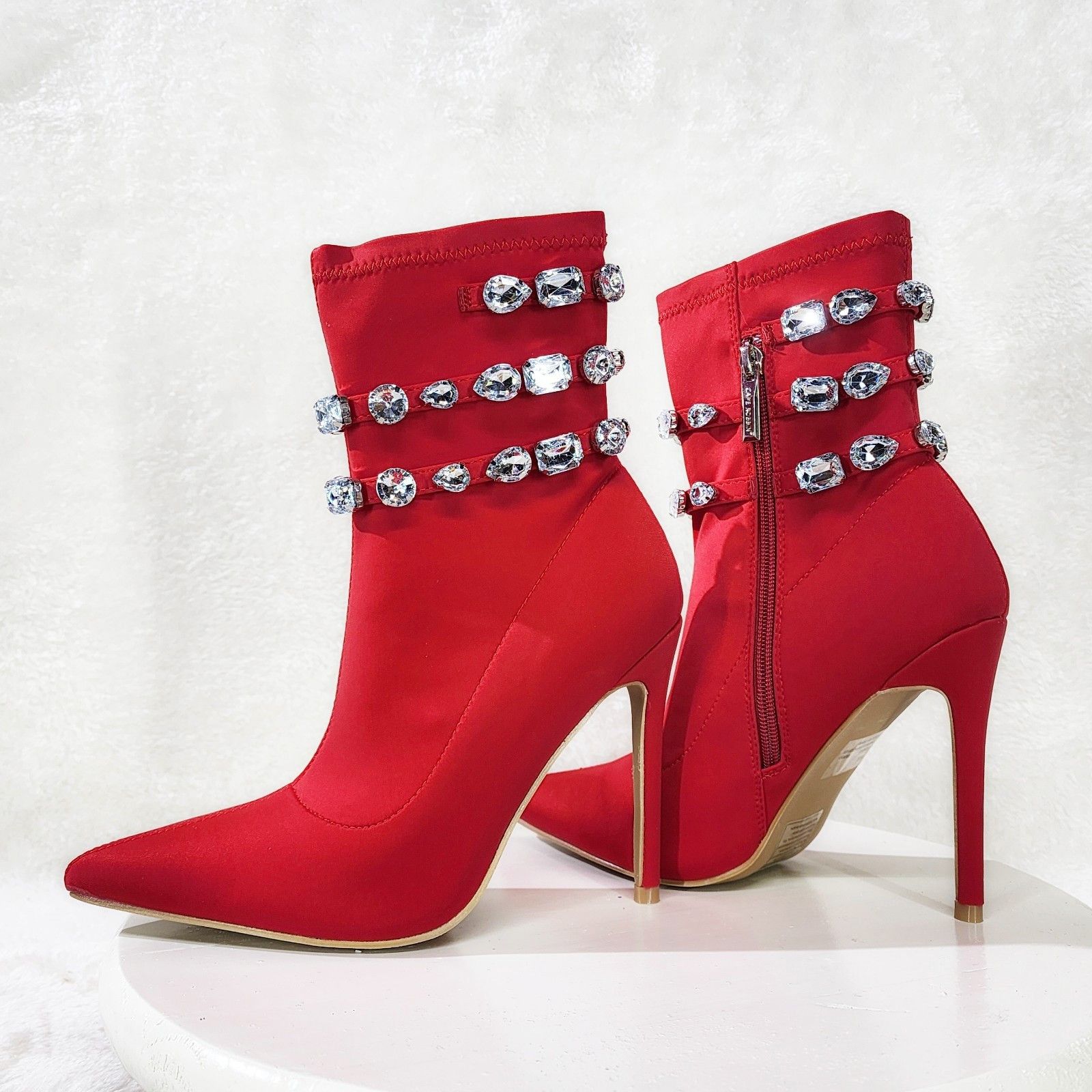 Other Allure Sexy Stiletto High Heels Red Stretch Ankle Boot Chels Size US 8 / IT 38 - 2 Thumbnail