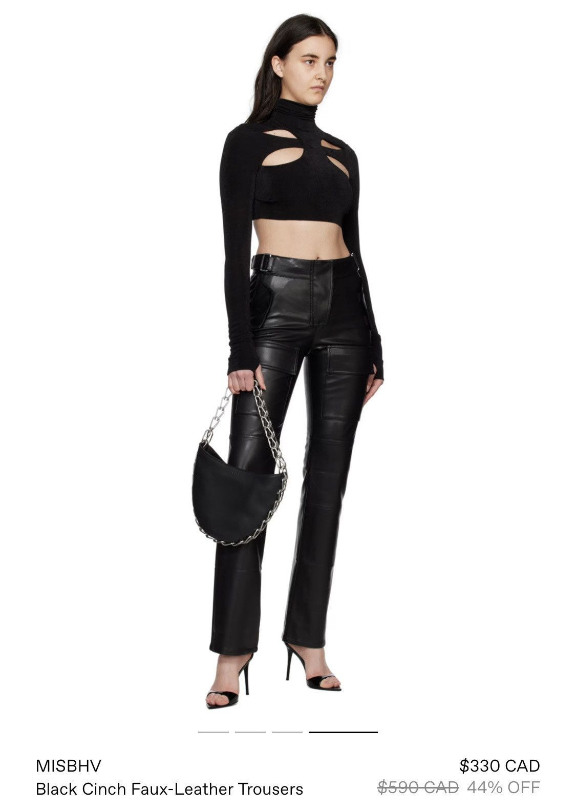image of Misbhv Black Leather Pants, Women's (Size 32)