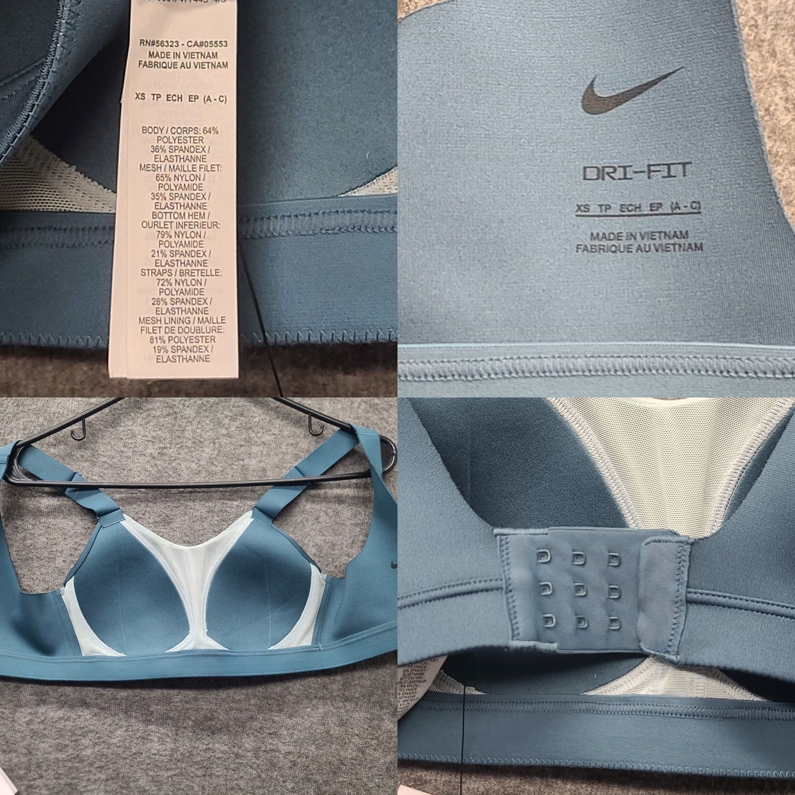 Nike Nike Dri-FIT Sports Bra Womens XS Alpha High Support Padded Adjustable Cup A-C Blue Size ONE SIZE - 8 Thumbnail