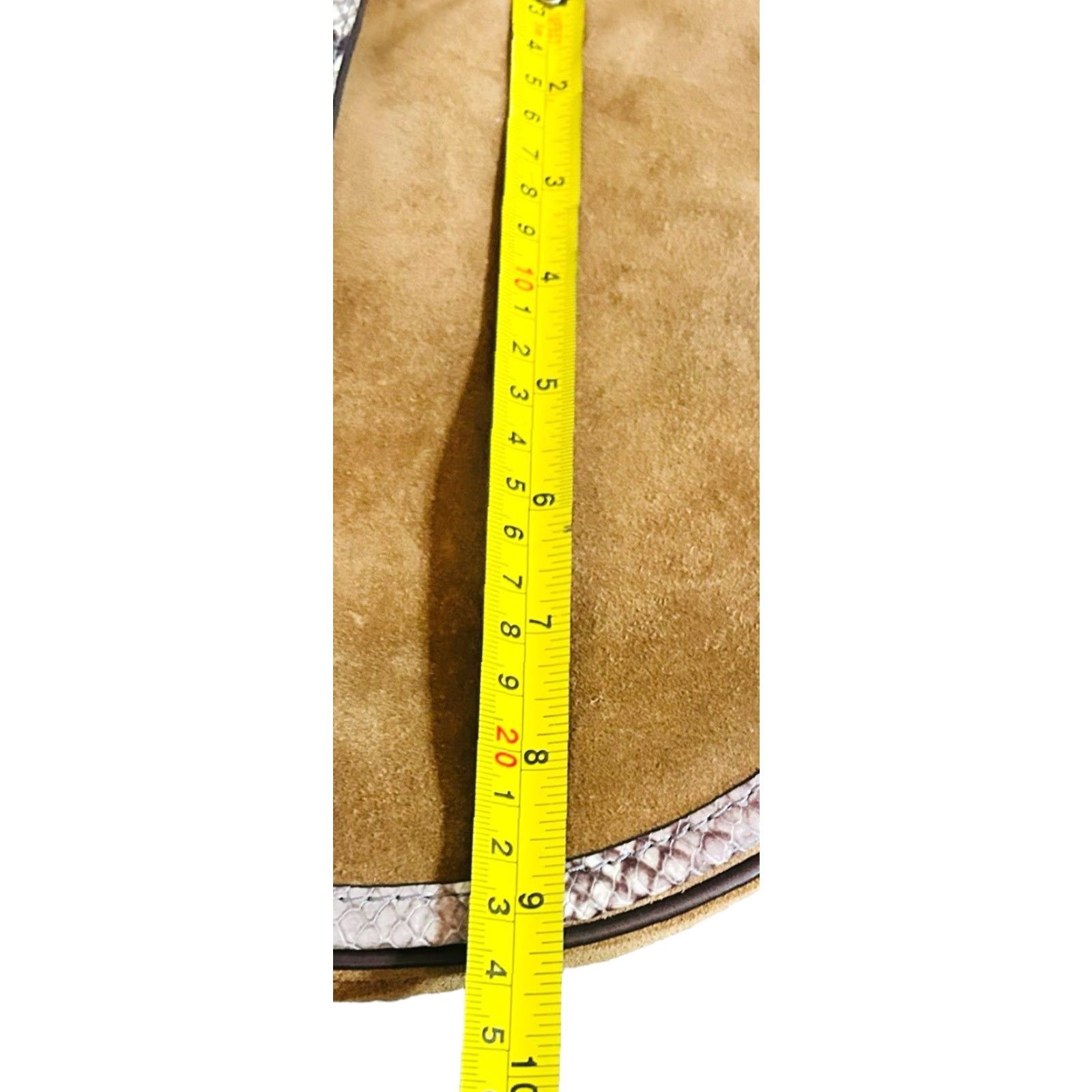 Vintage Michael Kors Jamie Saddle Bag Women's Crossbody Purse Brown Suede Snake Print Crossbody Bag, Large, Brown, Adult Women, 15in Strap, Gold hardware Size ONE SIZE - 7 Thumbnail