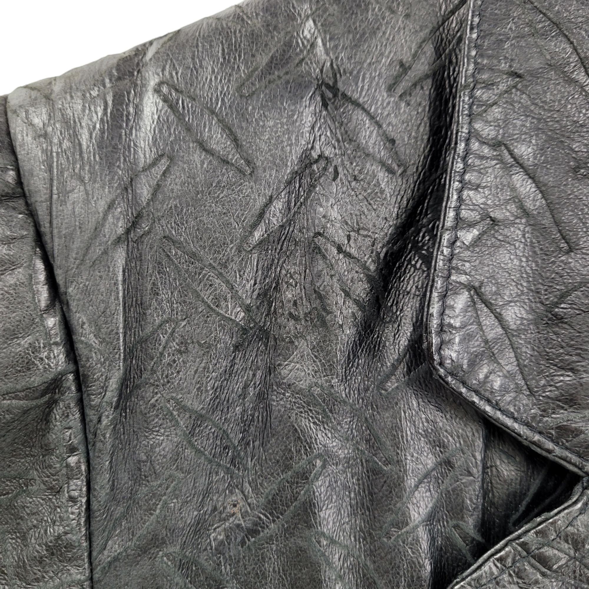 Vintage 80s Steampunk Black Leather Trench Coat Sz S Tread Embossed Size US S / EU 44-46 / 1 - 3 Thumbnail