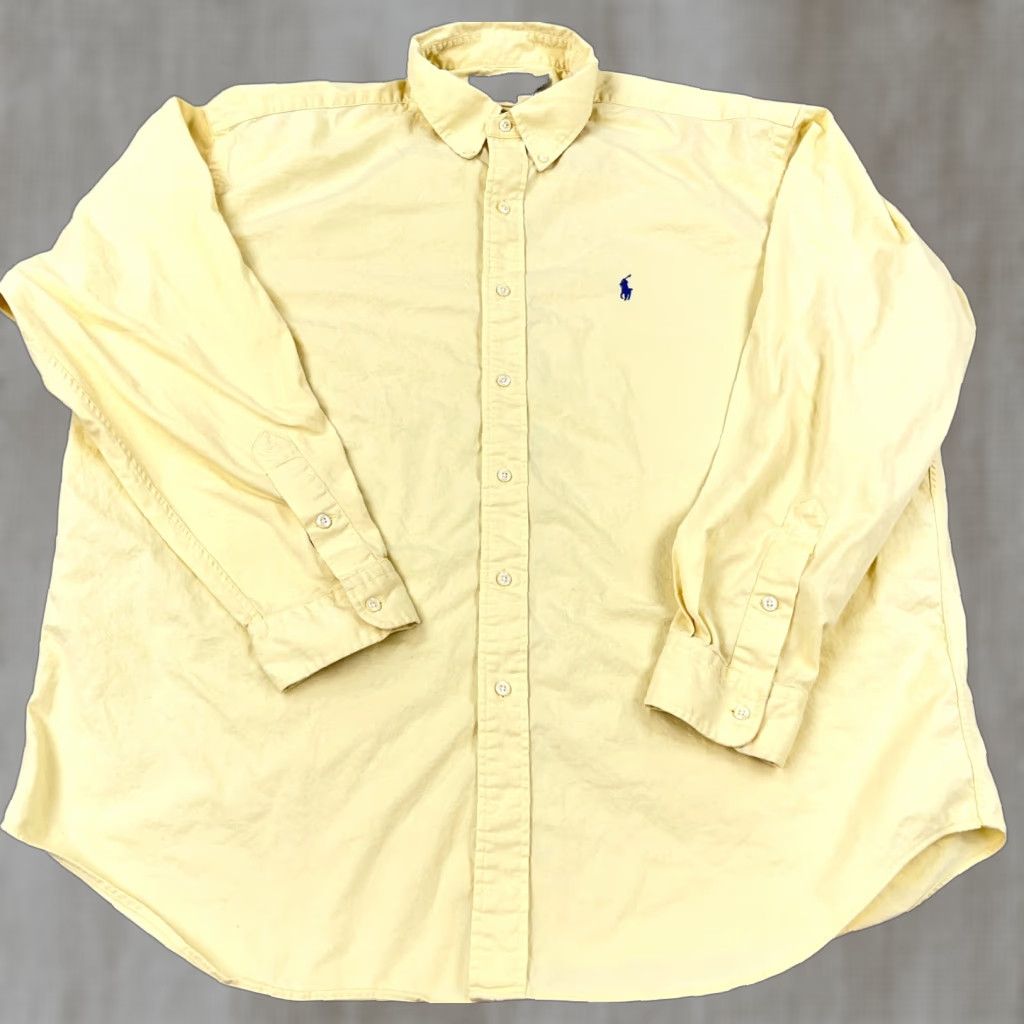 Ralph Lauren Ralph Lauren Button-Up Shirt Men XL Yellow Blaire Twill Pony Dress Adult Size 46R - 1 Thumbnail