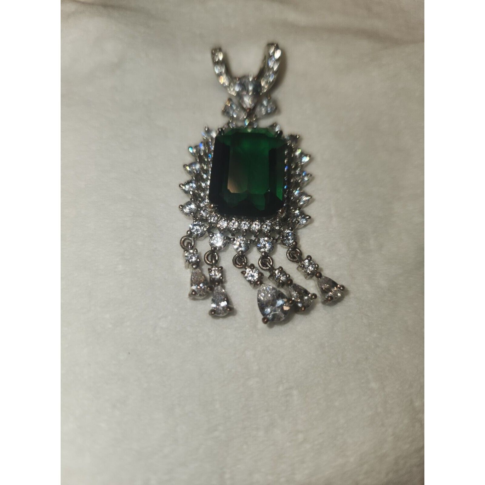 Other vintage fabulous silver tone green & clear stones very large Size ONE SIZE - 1 Thumbnail