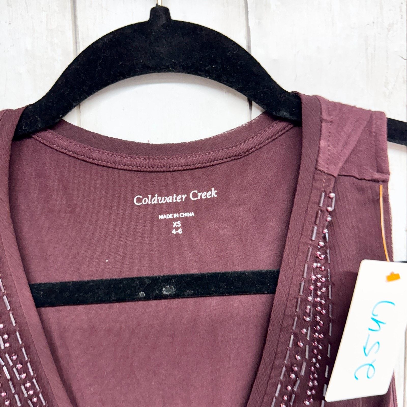 Coldwater Creek Coldwater Creek Sz XS Brown Beaded V-Neck Sleeveless Blouse Size XS / US 0-2 / IT 36-38 - 8 Thumbnail