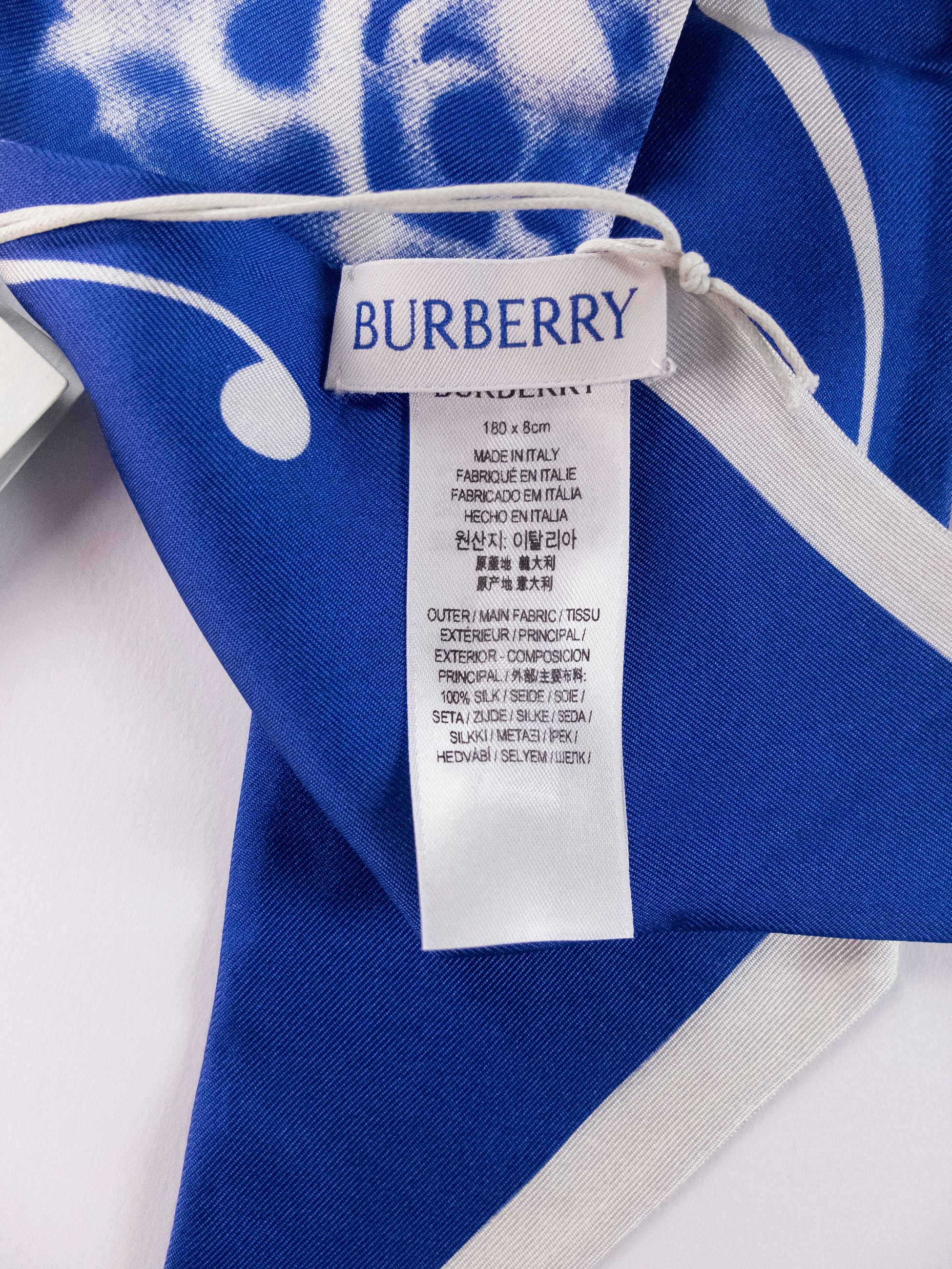 Burberry BURBERRY blue white rose logo print reversible silk scarf Size ONE SIZE - 3 Thumbnail
