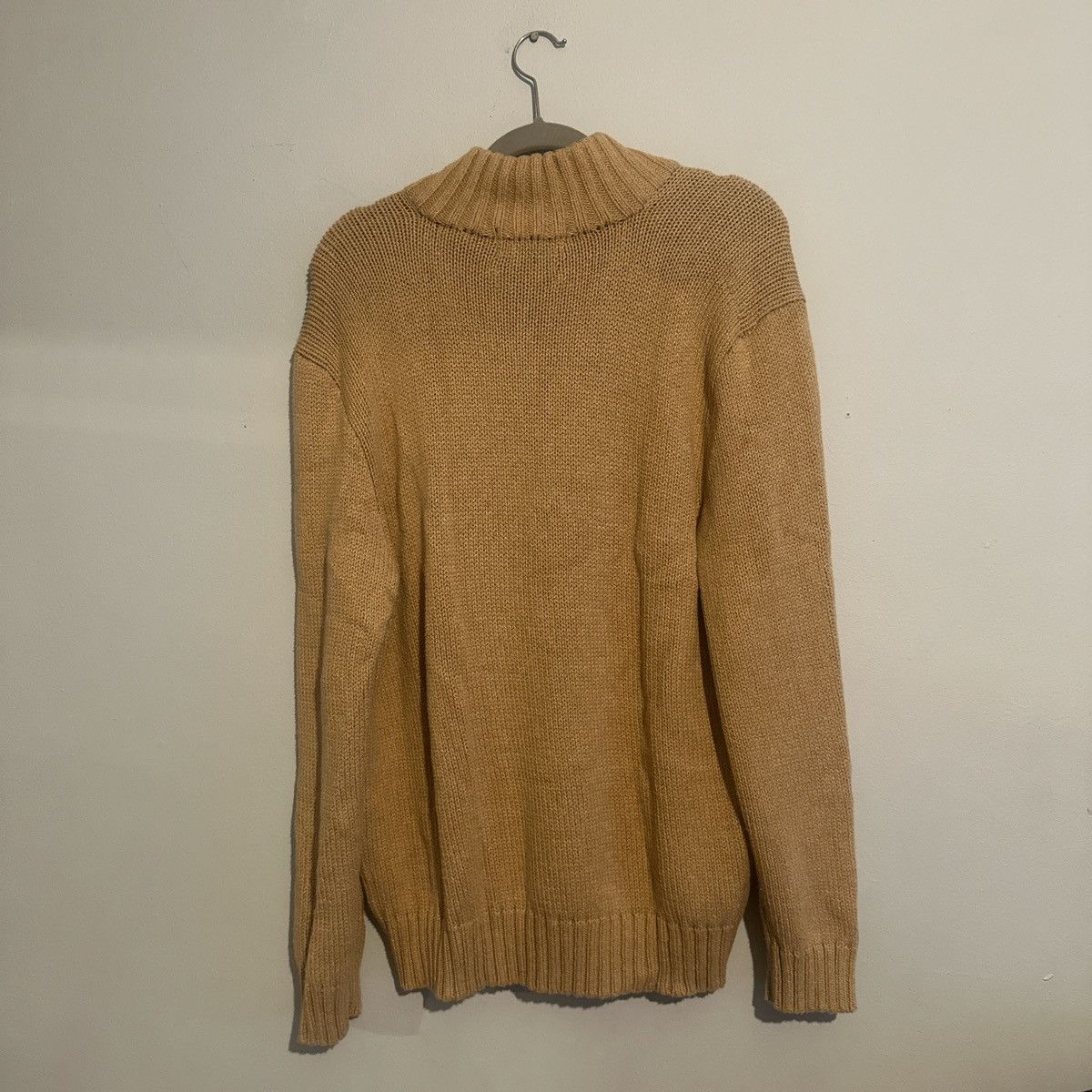 Polo Ralph Lauren × Vintage Vintage Polo Ralph Lauren Light Brown Tan Knit Quarter Zip Size US L / EU 52-54 / 3 - 2 Thumbnail