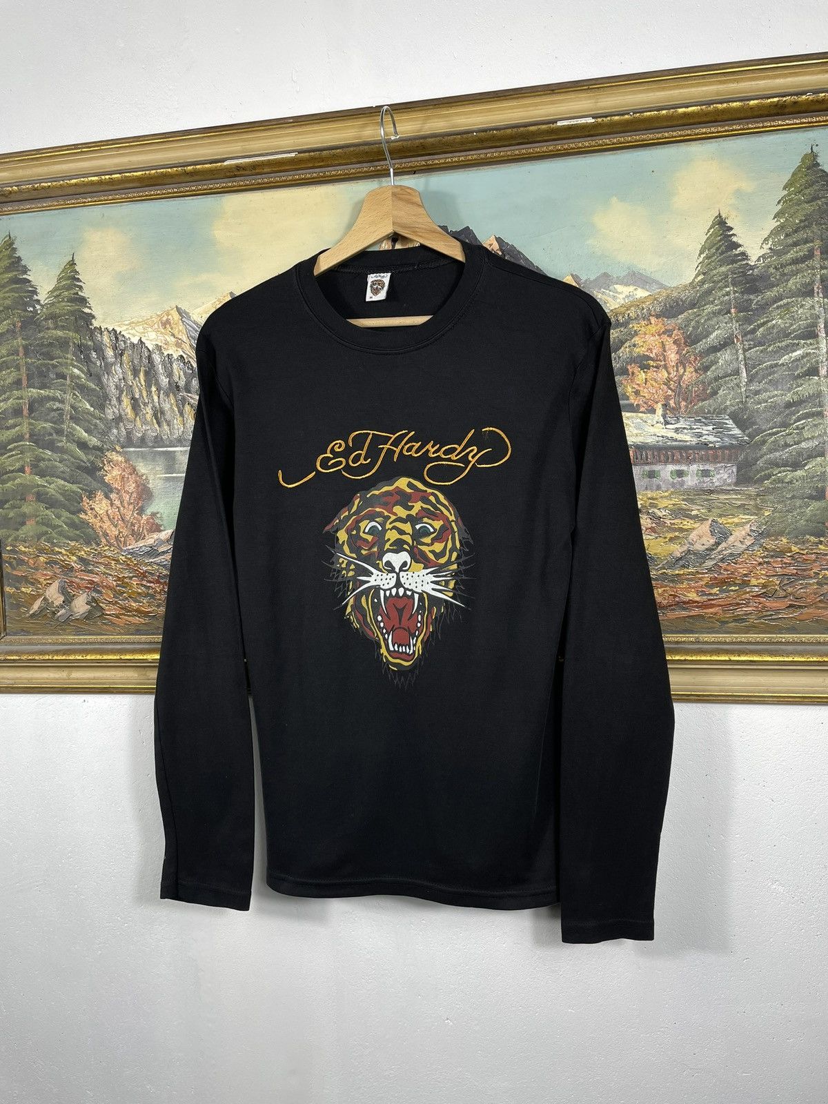 Christian Audigier × Ed Hardy × Vintage Ed Hardy Retro 00s LS T-Shirt Tee Cyber Affliction Grunge Size M / US 6-8 / IT 42-44 - 2 Thumbnail