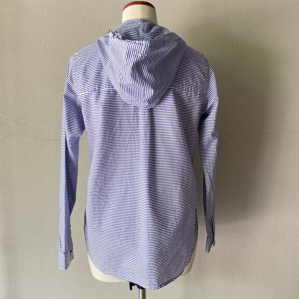 FRAPBOISH Blue Striped Hoodie Sailor Collar Shirt