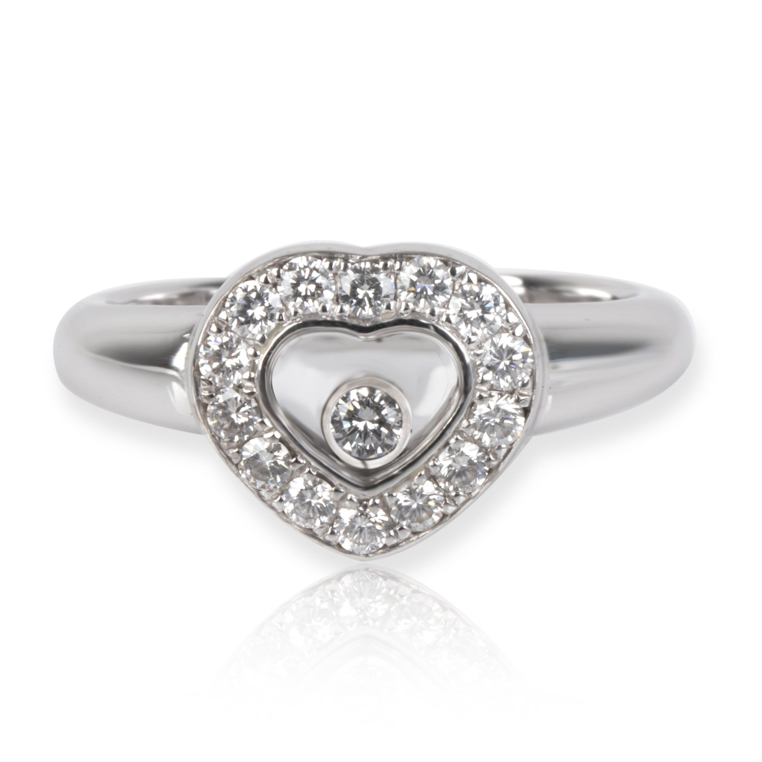 image of Chopard Happy Diamonds Heart Ring In 18K White Gold 0.33 Ctw, Women's