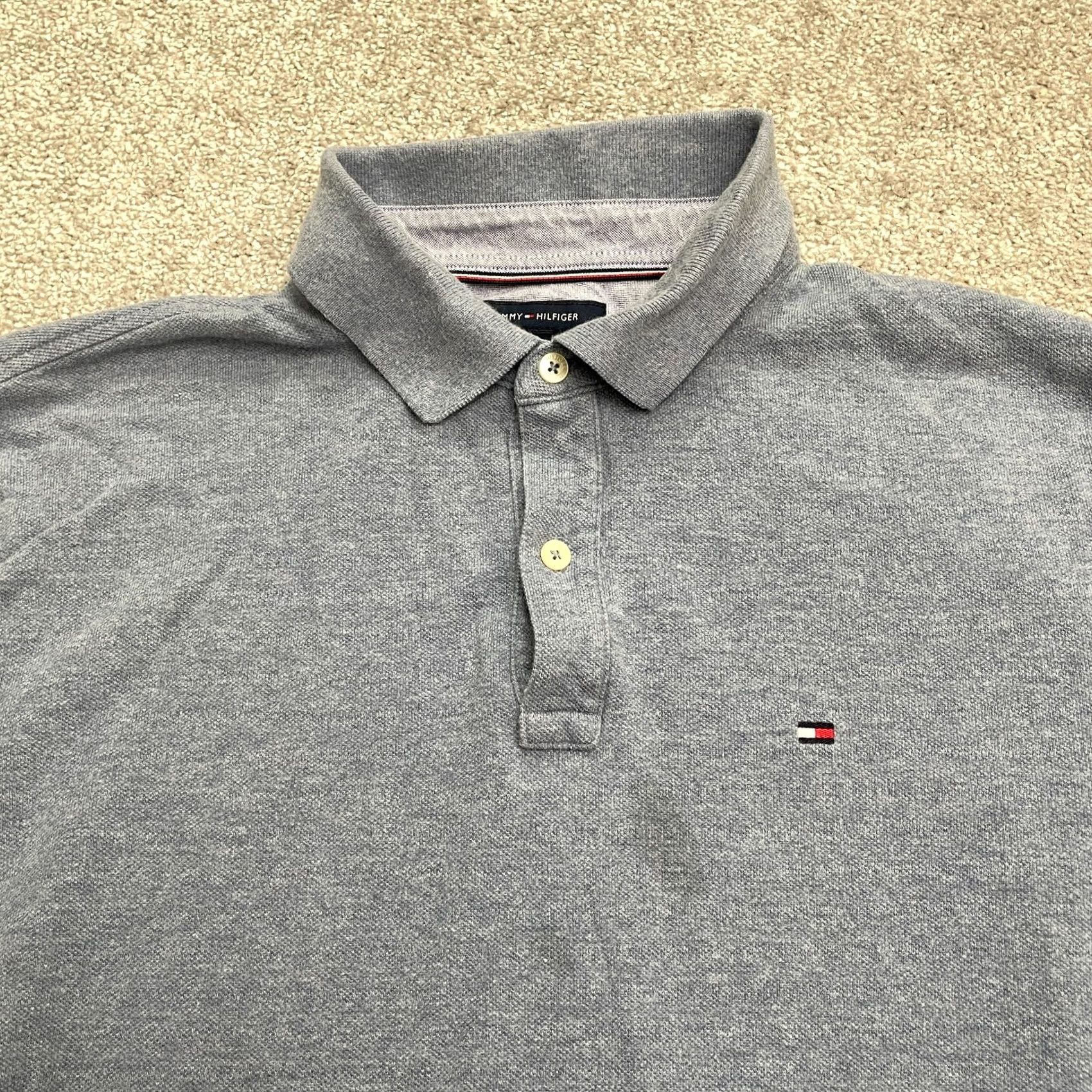 Tommy Hilfiger Tommy Hilfiger Polo Shirt Mens Large Gray Short Sleeve 100% Cotton Regular Fit Button Collar Casual Preppy Golf Tennis Sports Outfit Virginia Size US L / EU 52-54 / 3 - 3 Thumbnail