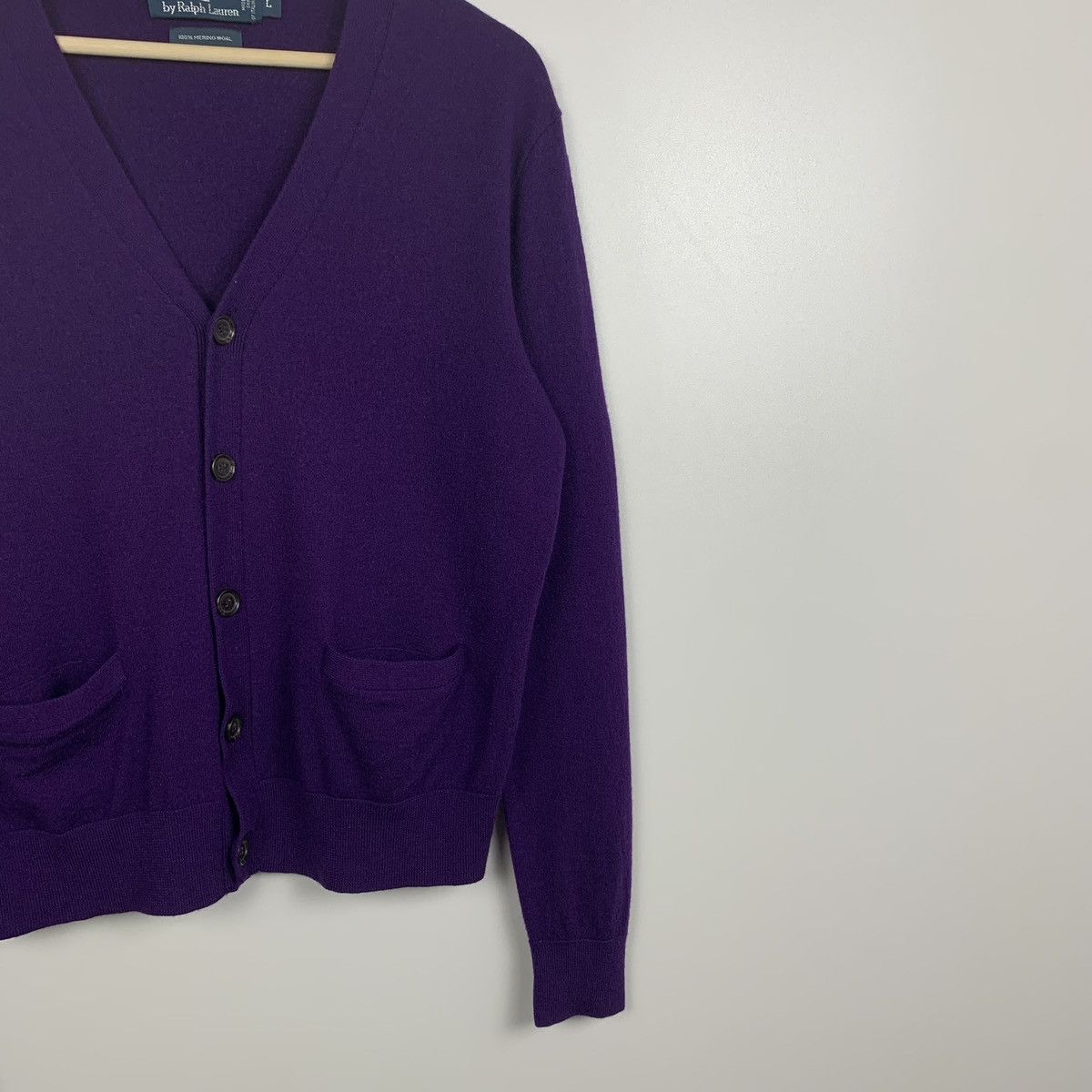 Polo Ralph Lauren Vintage Polo Ralph Lauren Merino Wool Cardigan Purple 90's Size US L / EU 52-54 / 3 - 5 Thumbnail