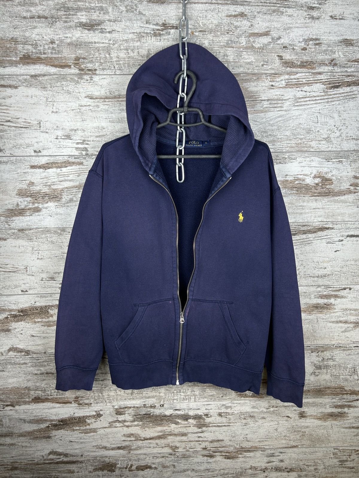 Pre-owned Polo Ralph Lauren X Vintage Mens Vintage Polo Ralph Laurent Zip Hoodie Y2k Distressed In Navy