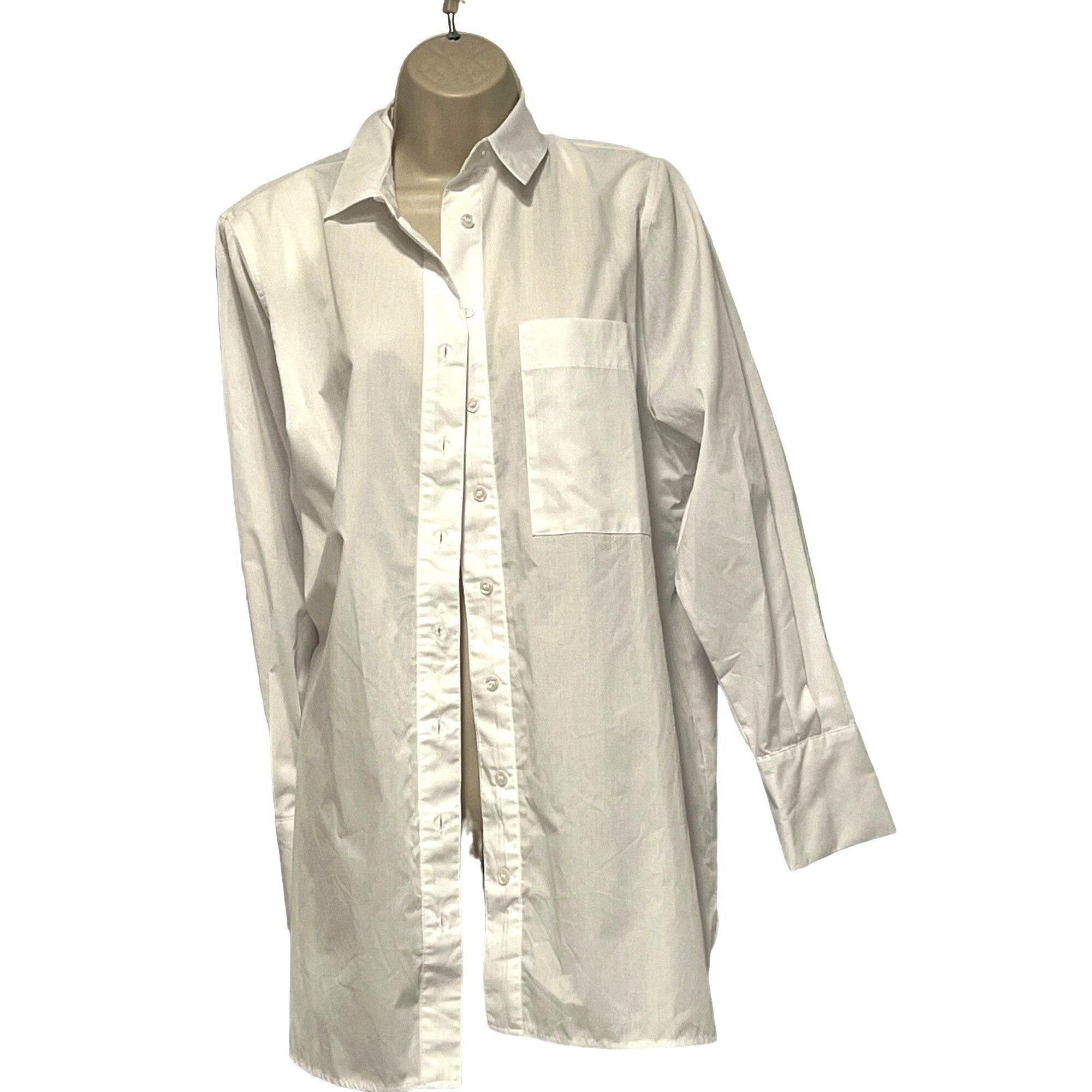 Topshop Topshop Oversized Poplin Button-up Shirt In White, Sz. 0 Size XS / US 0-2 / IT 36-38 - 2 Thumbnail