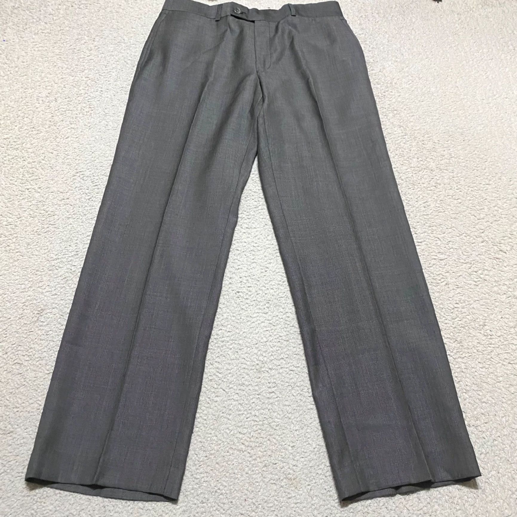 Calvin Klein Calvin Klein Dress Pants Mens Gray 33x30 Flat Front Wool Straight Dress Pants Mens Regular Size US 33 - 2 Thumbnail