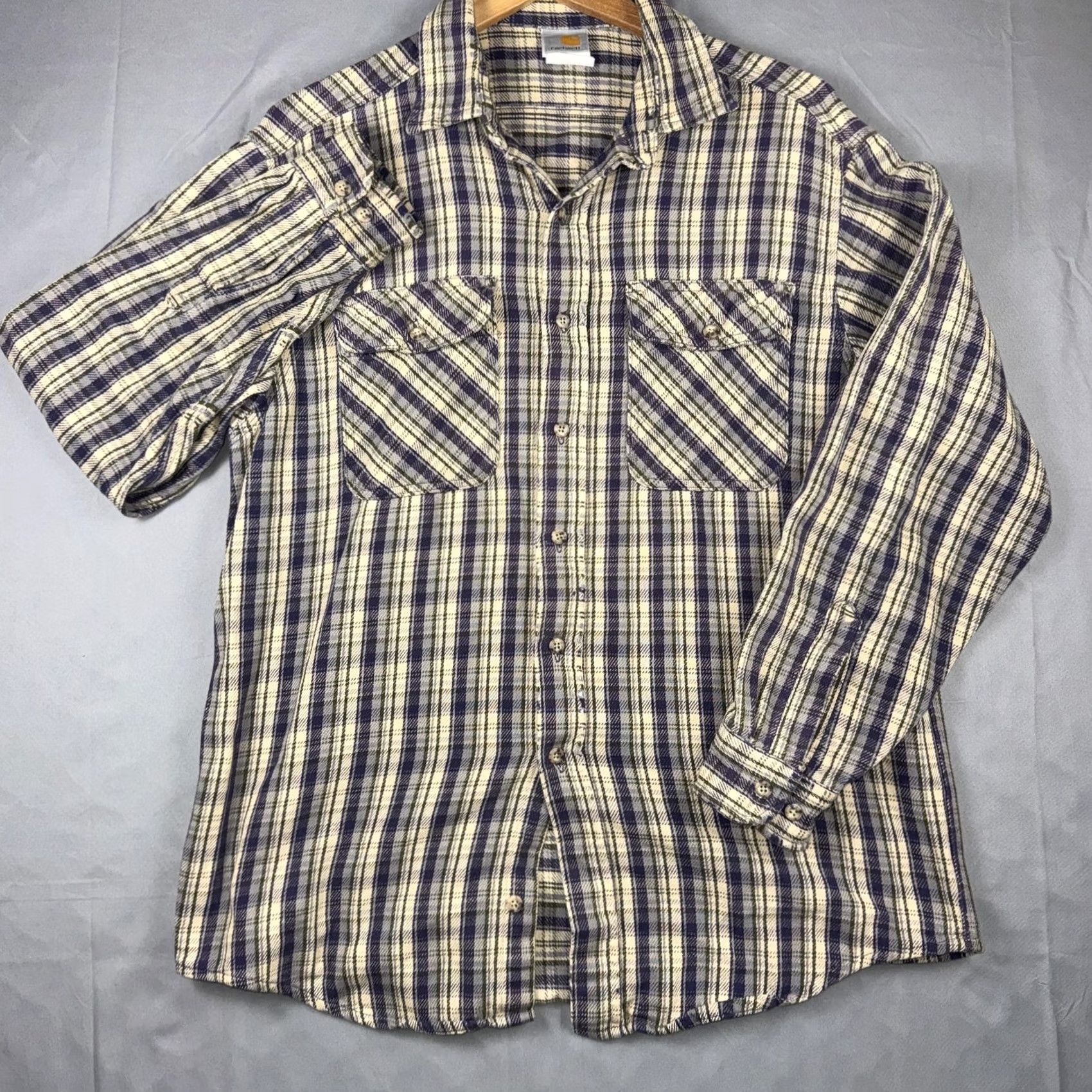 Carhartt Carhartt Shirt Mens Large Blue Plaid Flannel Button Front Long Sleeve Casual Size US L / EU 52-54 / 3 - 2 Thumbnail