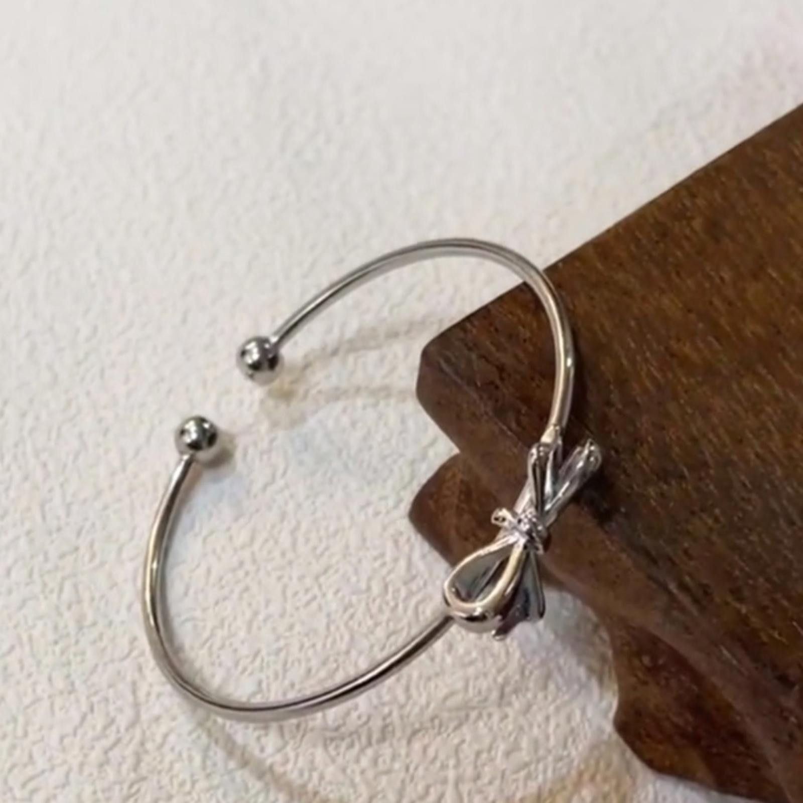 Designer Silver Plated Bow Cuff Bracelet NWT Size ONE SIZE - 3 Thumbnail