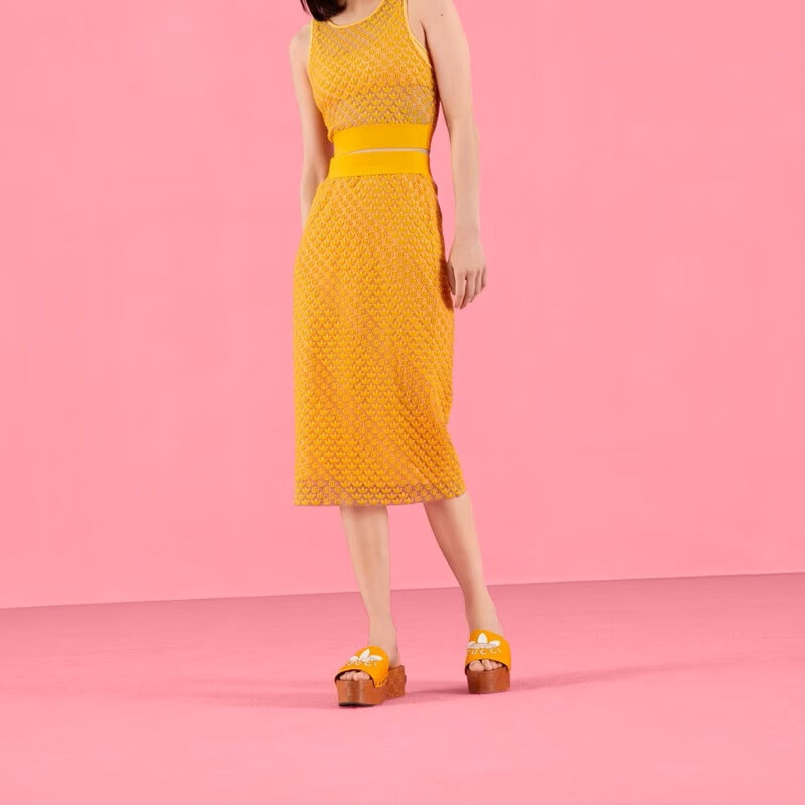 Gucci Gucci x adidas GG YELLOW Tulle Skirt & TOP SZ S/ M Size 30" / US 8 / IT 44 - 3 Thumbnail