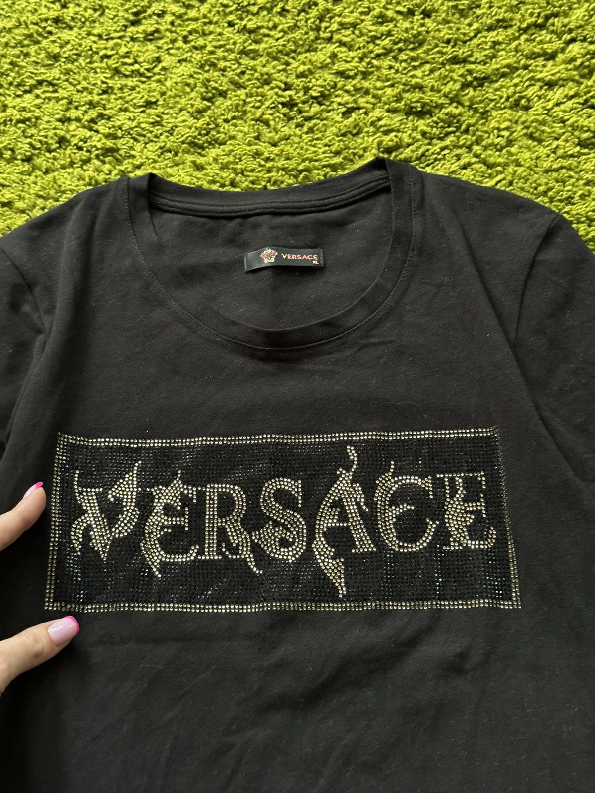 Designer × Versace × Versace Jeans Couture Versace rhinestones logo t-shirt Size XL / US 12-14 / IT 48-50 - 3 Thumbnail