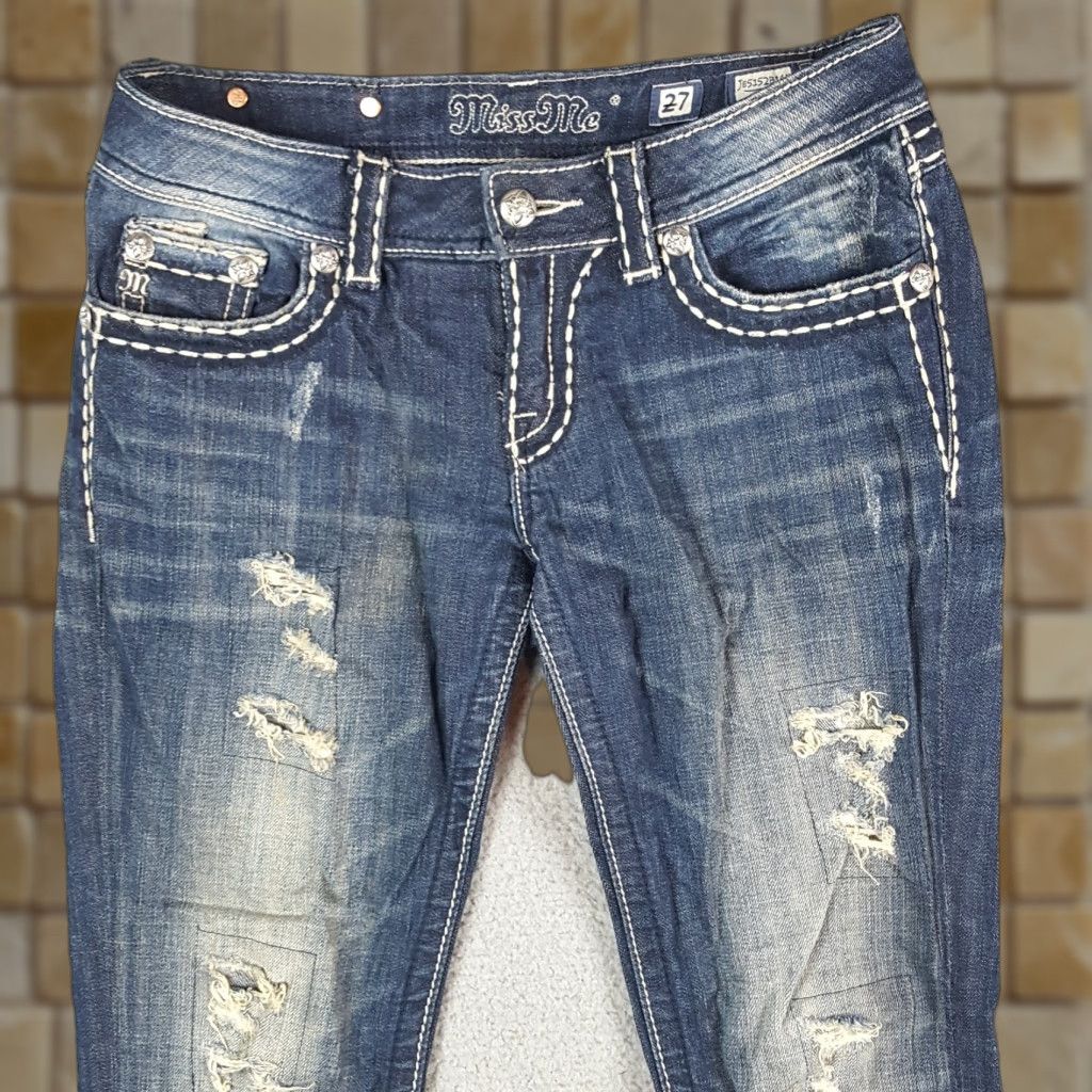 Miss Me VINTAGE Miss Me Denim Jeans Bootcut 27 30"x28" Blue Regular WOMEN 5-Pocket Distressed Y2K Retro 90s Bohemian Rock Size 27" / US 4 / IT 40 - 1 Thumbnail