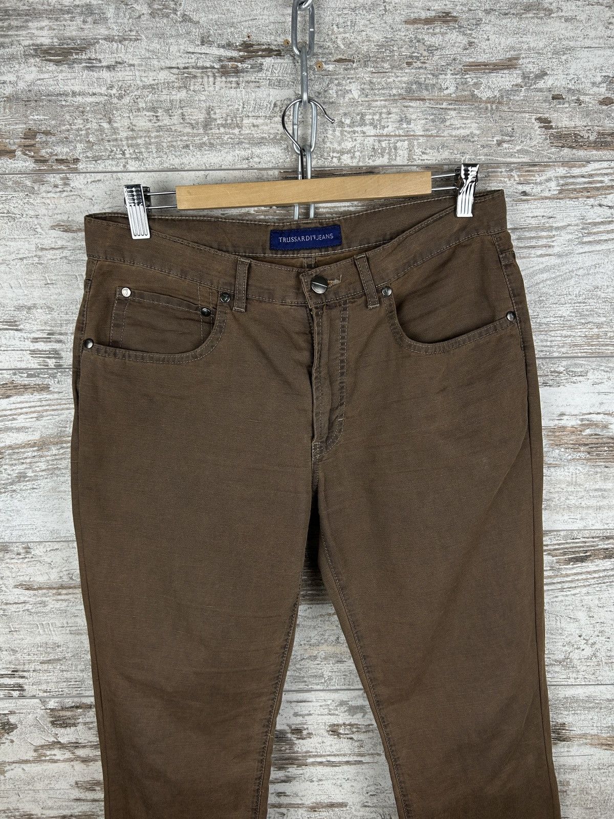 Trussardi × Vintage Mens Vintage Trussardi jeans trousers pants denim brown rare Size US 33 - 3 Thumbnail