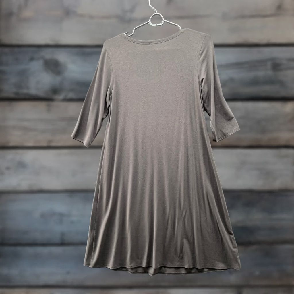 Eileen Fisher Eileen Fisher T-Shirt Dress Womens PS Gray Jersey Knit 3/4 Sleeve Scoop Neck A-Line Dress Size S / US 4 / IT 40 - 1 Thumbnail