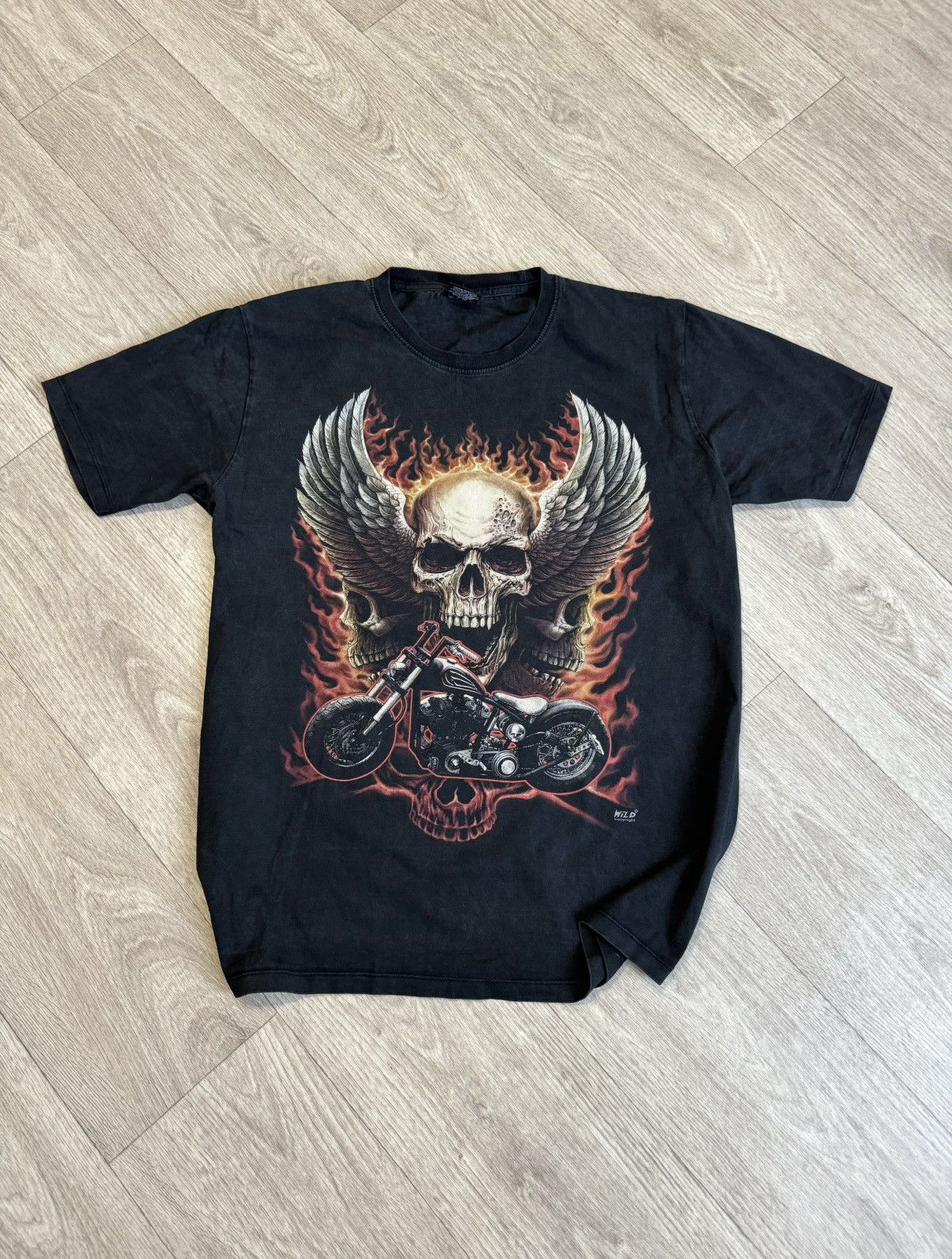 Band Tees × Vintage 🔷Vintage Motorbike Black Skull T-shirt🔷 Size US XL / EU 56 / 4 - 1 Thumbnail